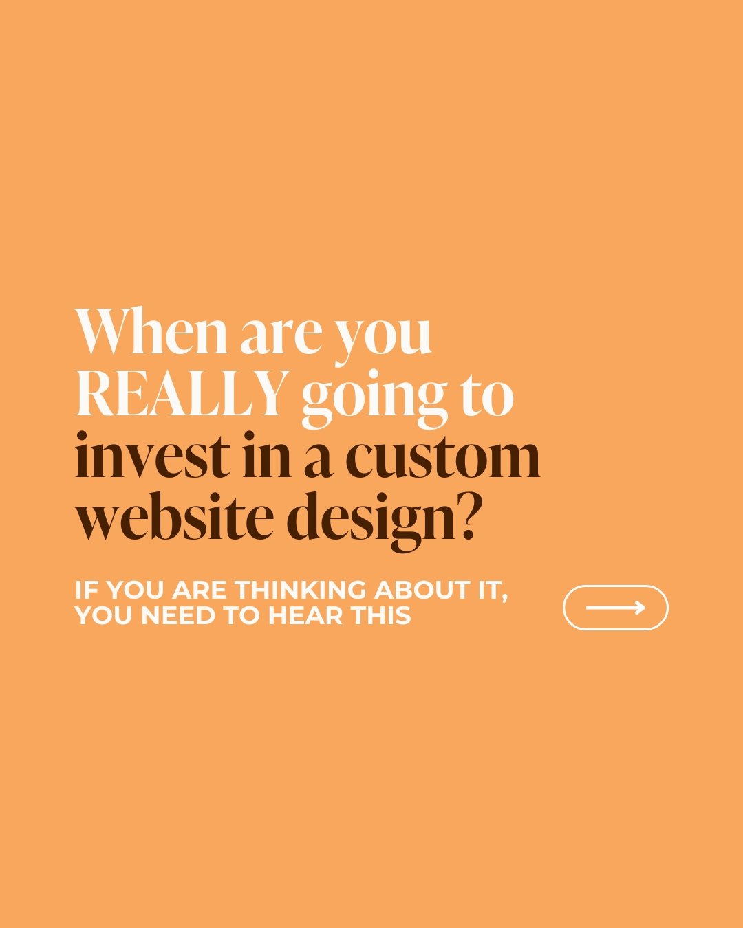 Let's be honest...

Sometimes a free template just won't cut it.

But when is it REALLY time to invest in a custom website design? 

Here are some signs:

✨ Your website blends in with a million others.
✨ Your site is clunky and doesn't meet your bus