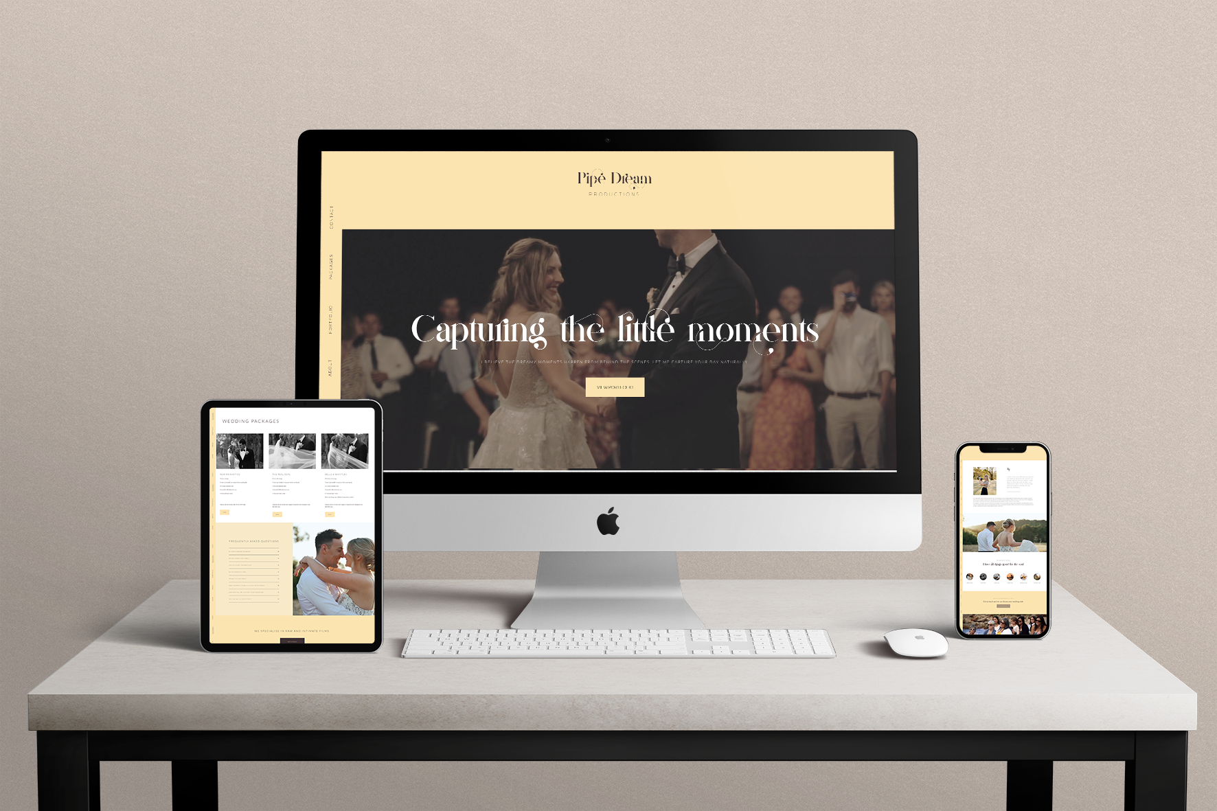 wedding videographer website custom made, displayed on all screen sizes