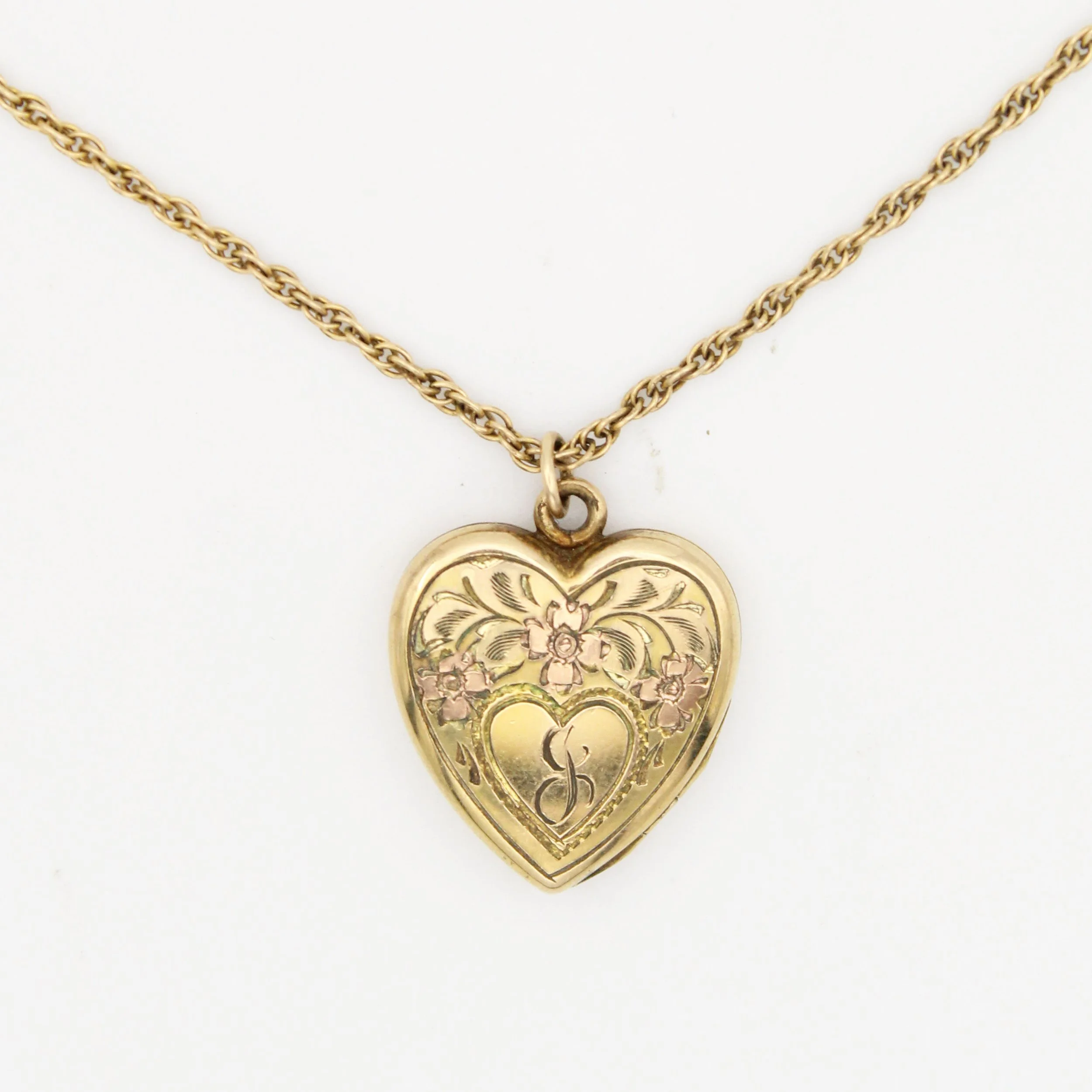 Vintage Gold-Filled J Heart Locket