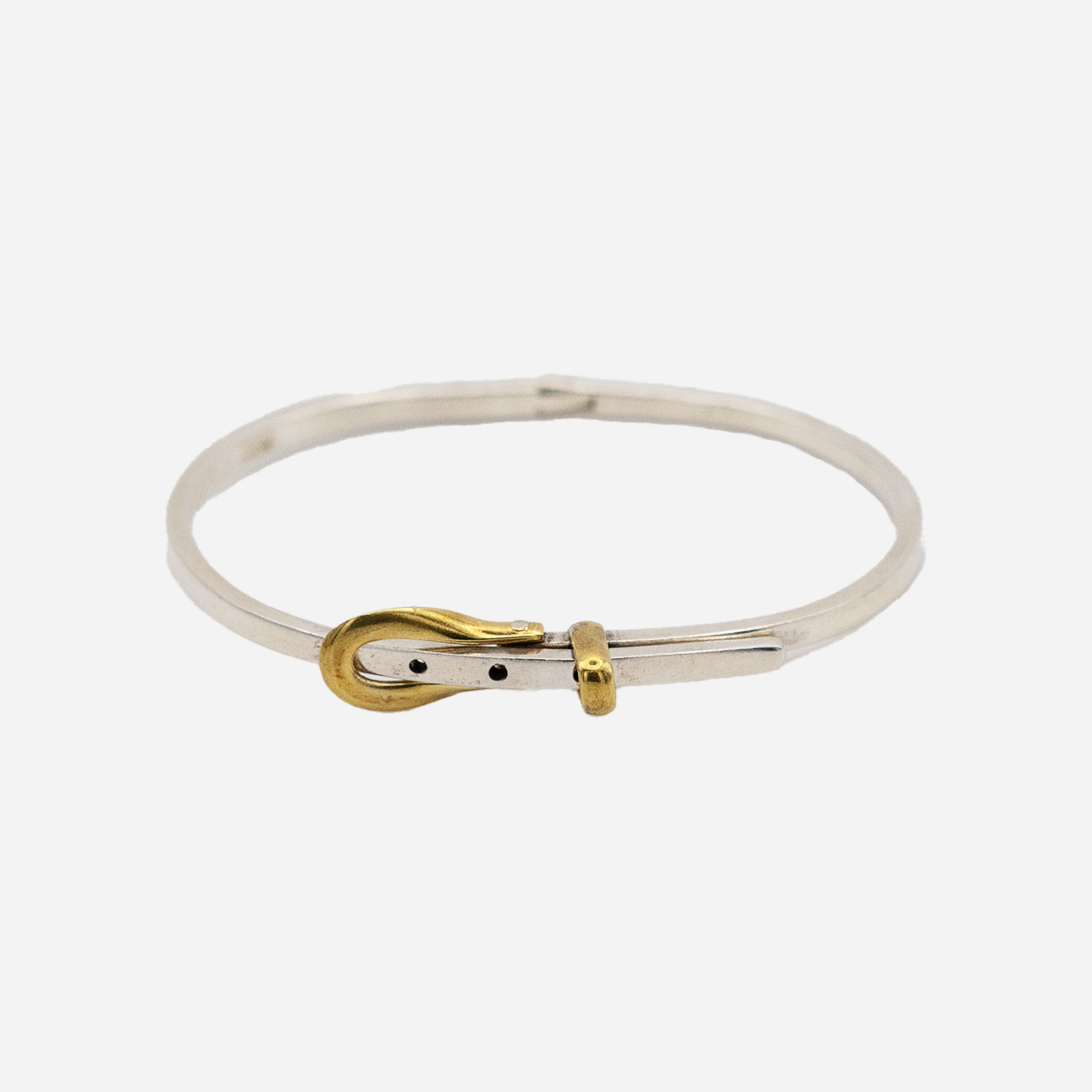 Vintage Sterling Silver 2-Tone Buckle Bangle
