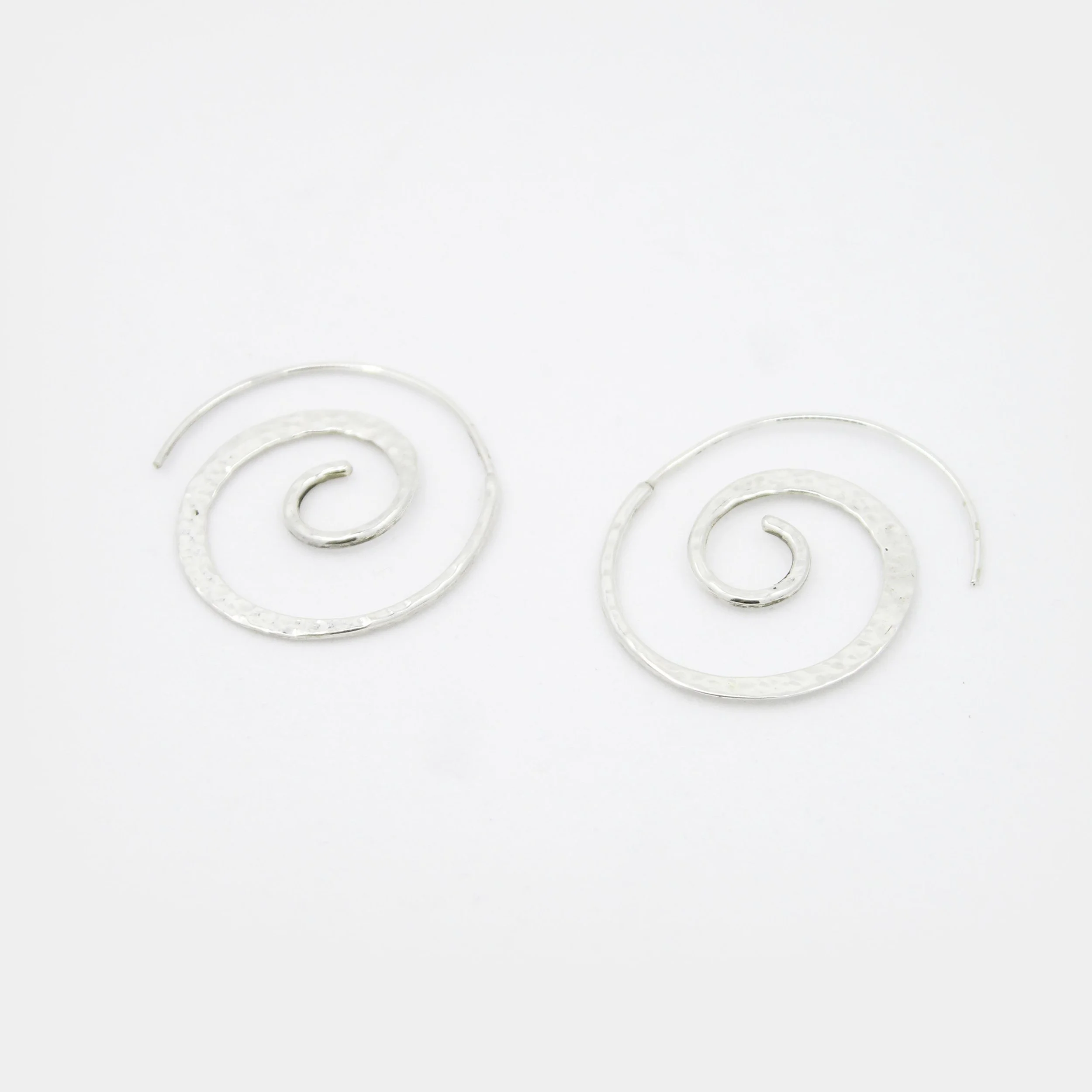 Vintage Silver Hammered Spiral Earrings