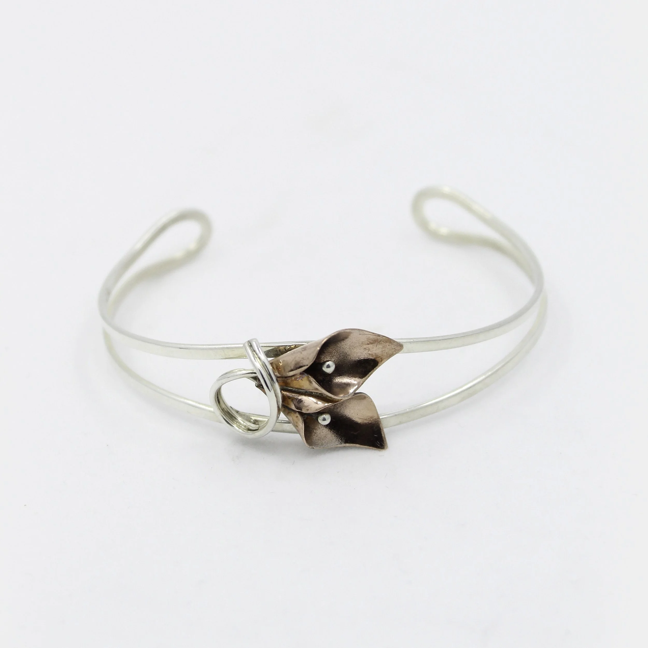 Vintage Stuart Nye Silver & Copper Cala Lily Cuff