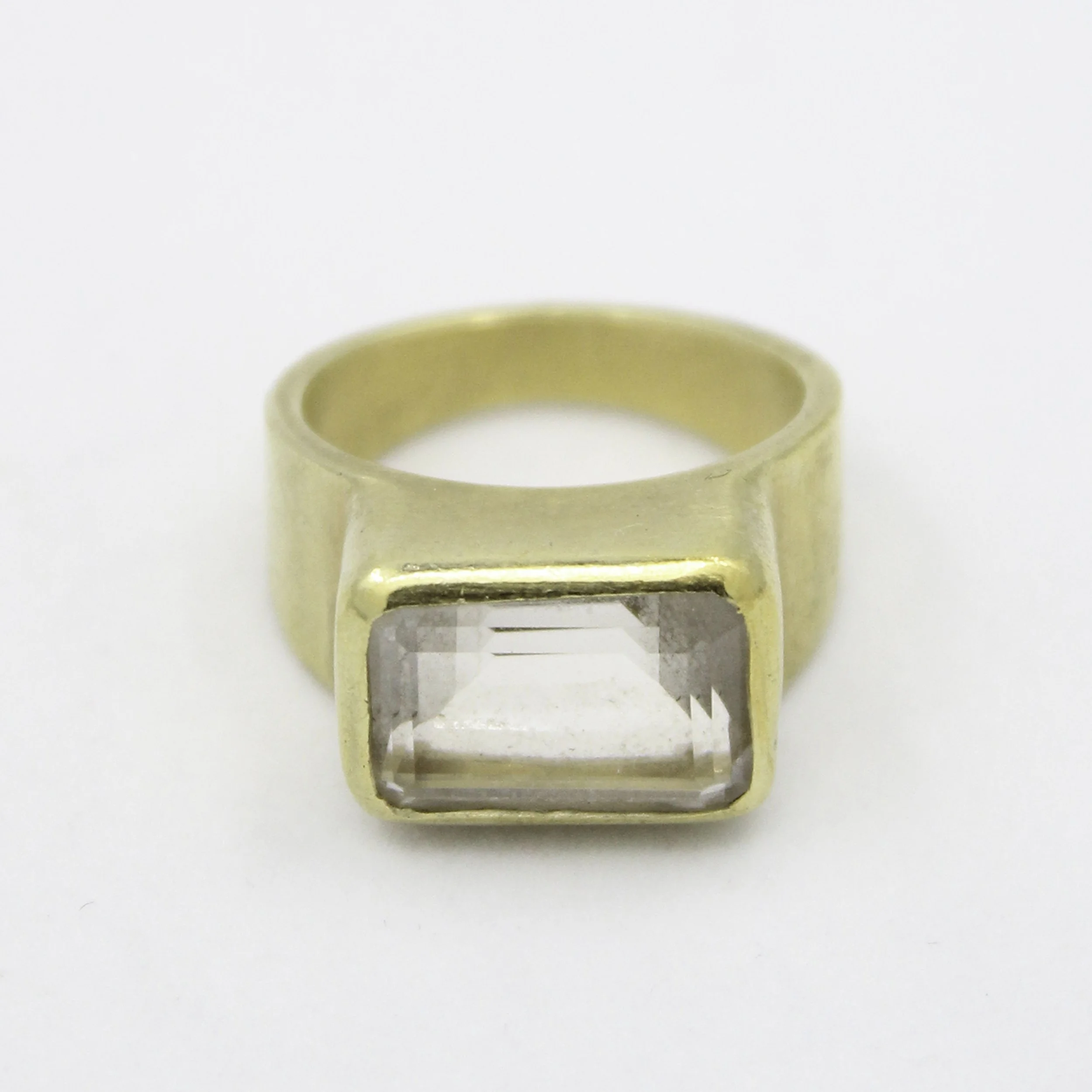 Vintage Chunky Gold Vermeil Clear Quartz Ring