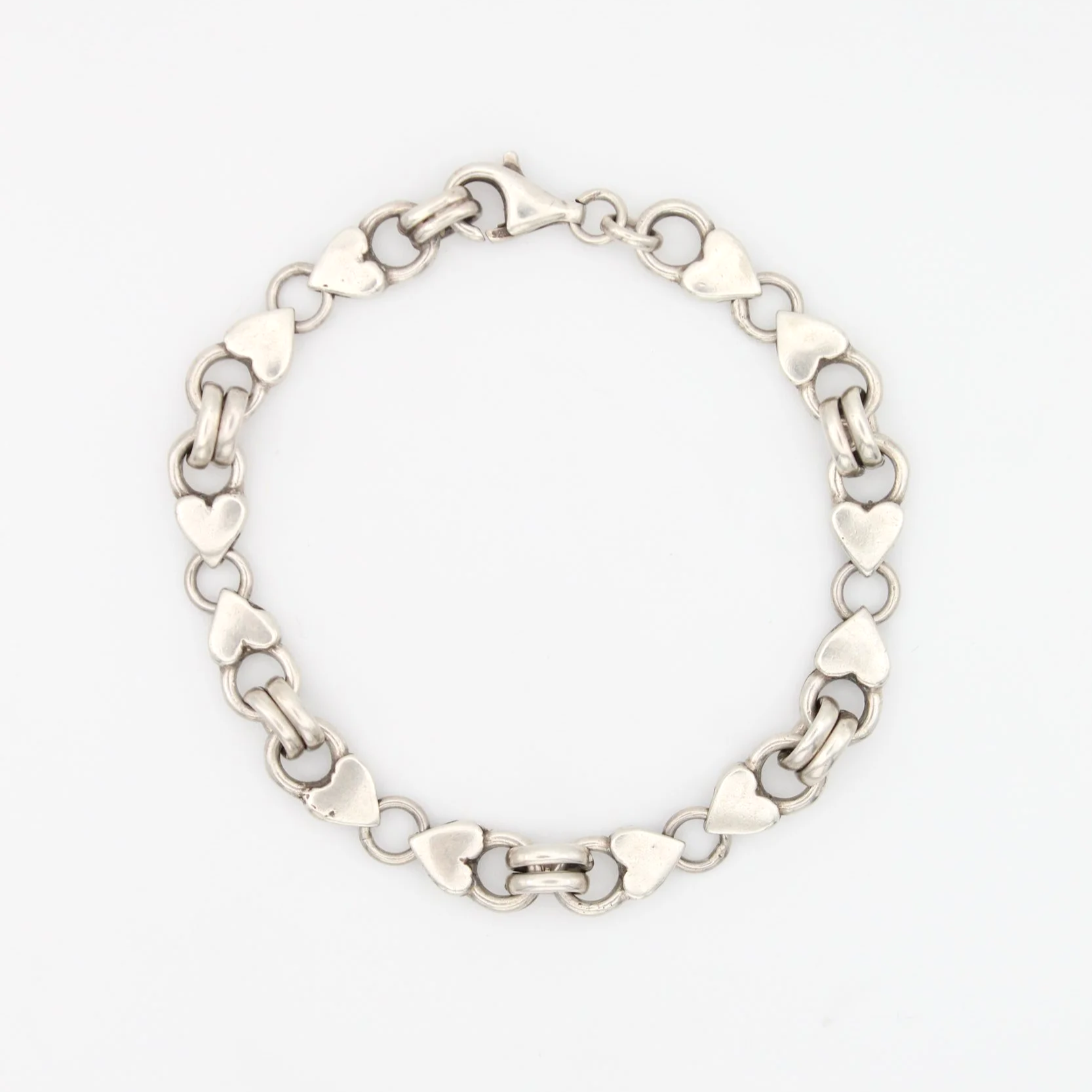 Vintage Silver Heart Link Bracelet