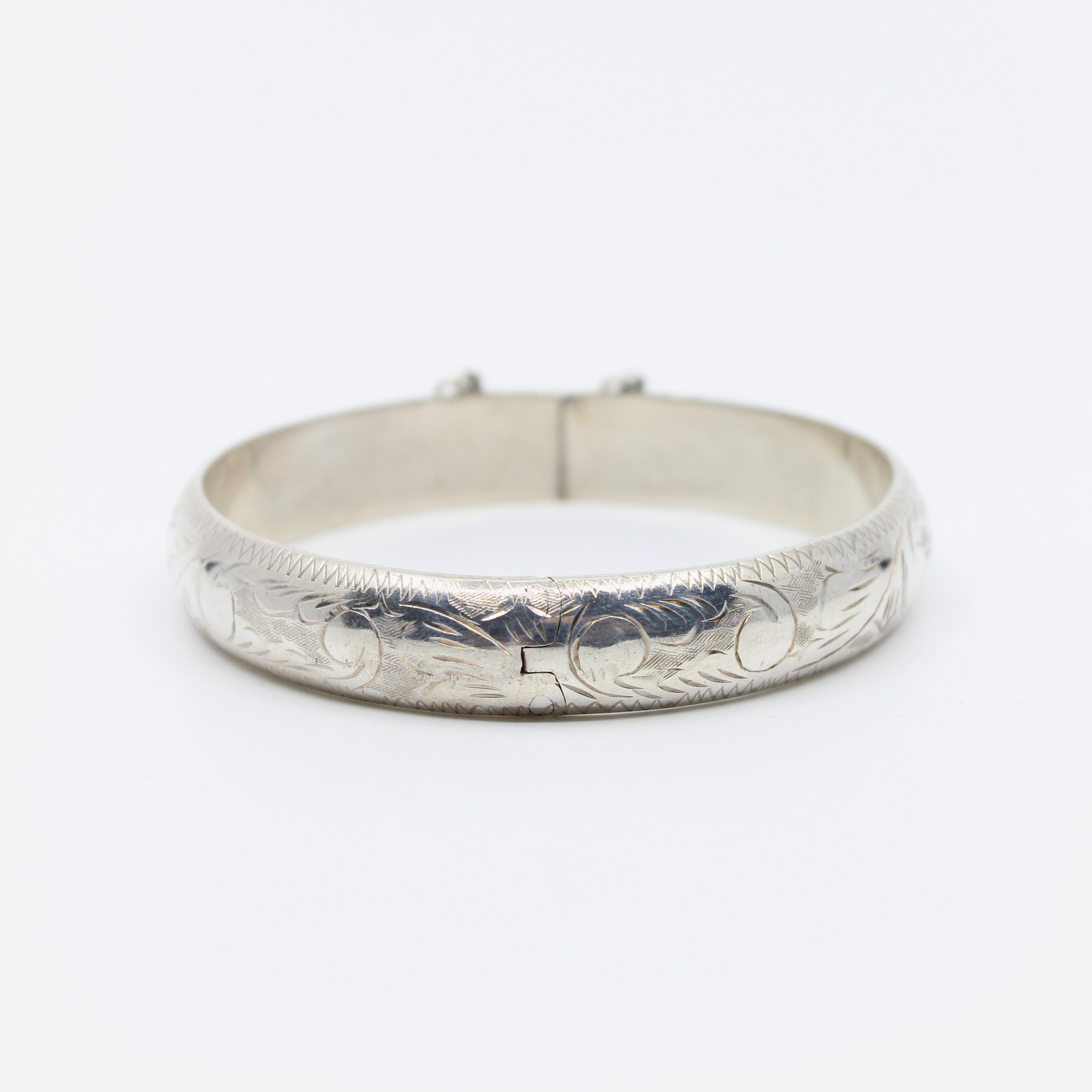 Vintage Sterling Silver Etched Bangle