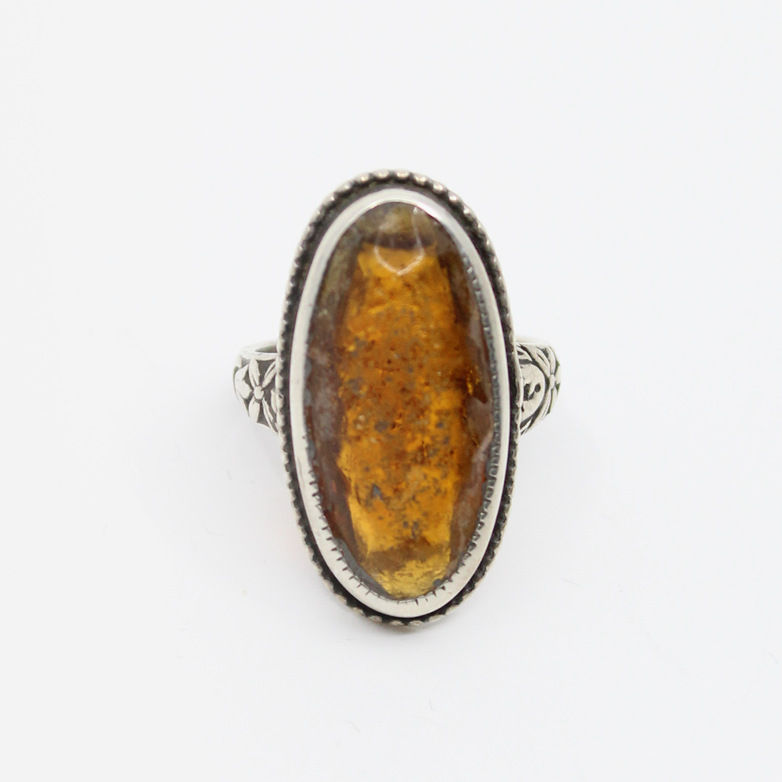 Vintage Amber Floral Ring