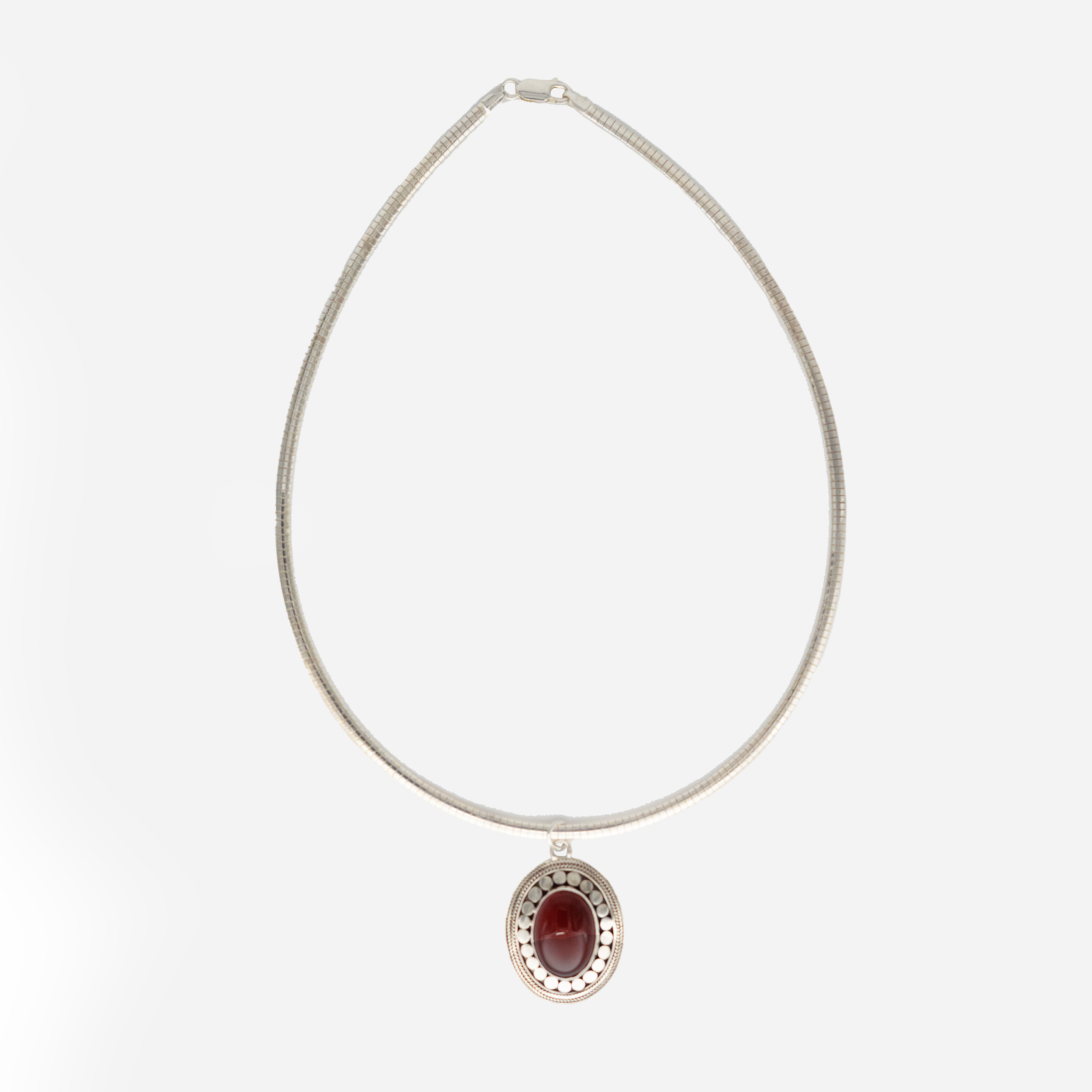 Vintage Silver Carnelian Pendant Necklace