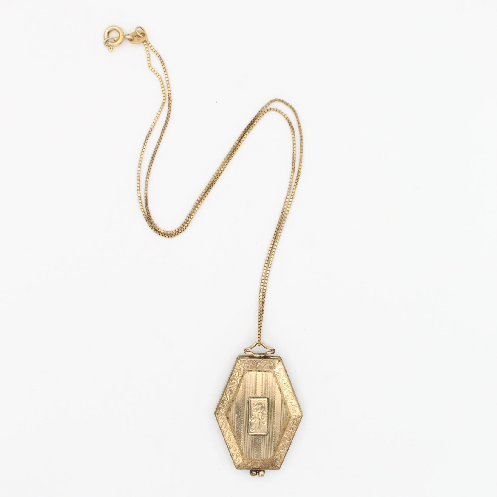 Vintage Gold-Filled Coffin Locket Necklace