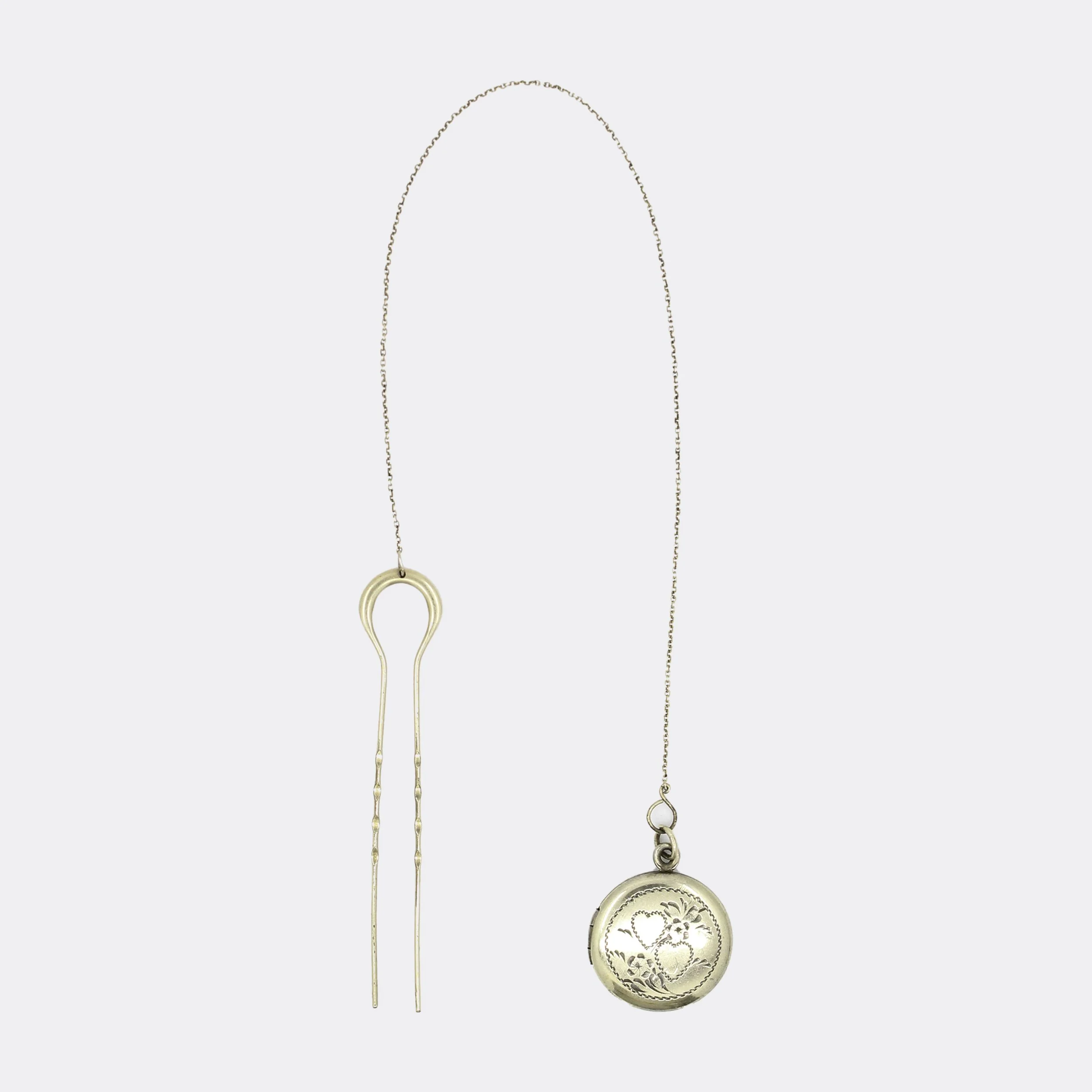 Antique Gold-Filled Locket Hair Pin