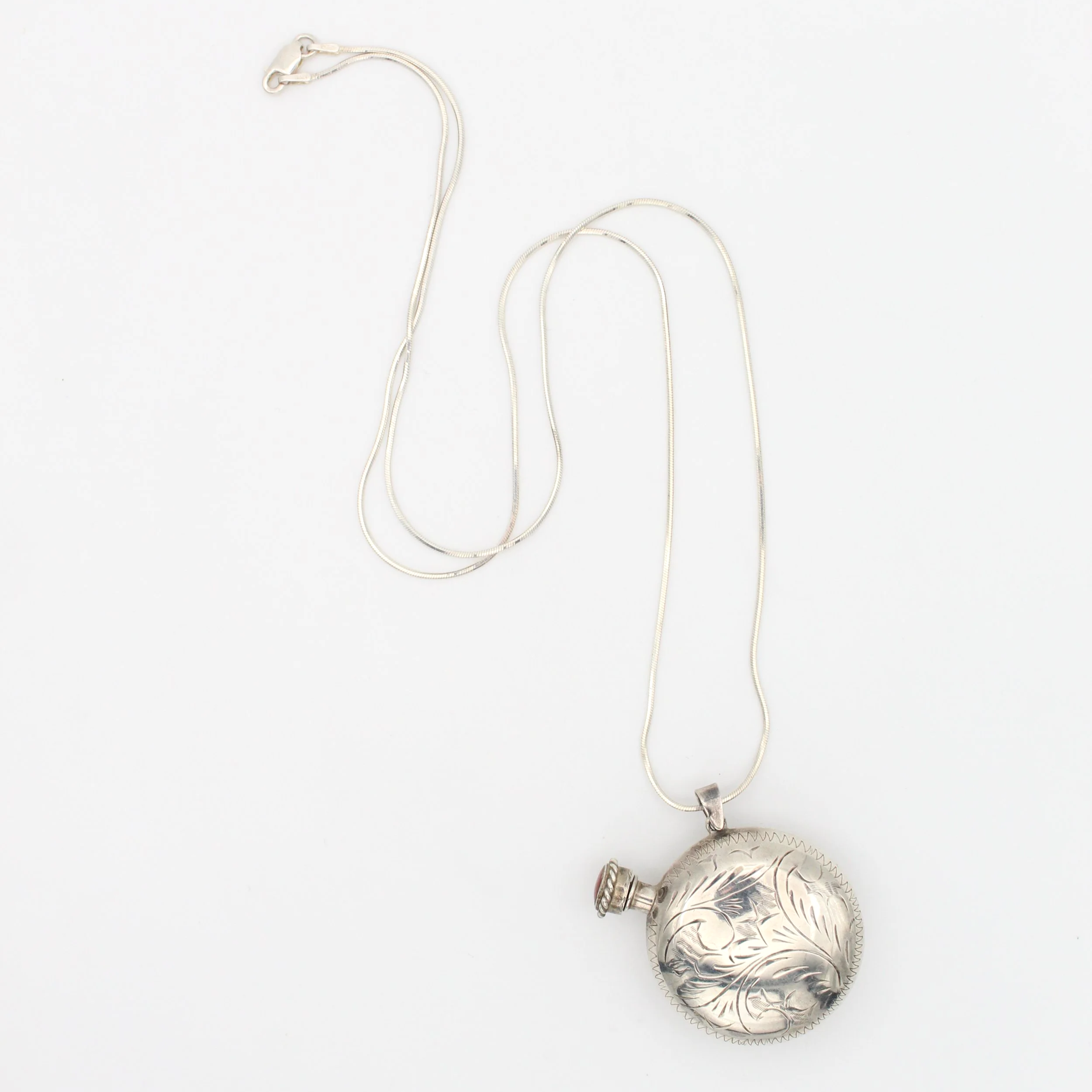 Vintage Silver Flask Necklace