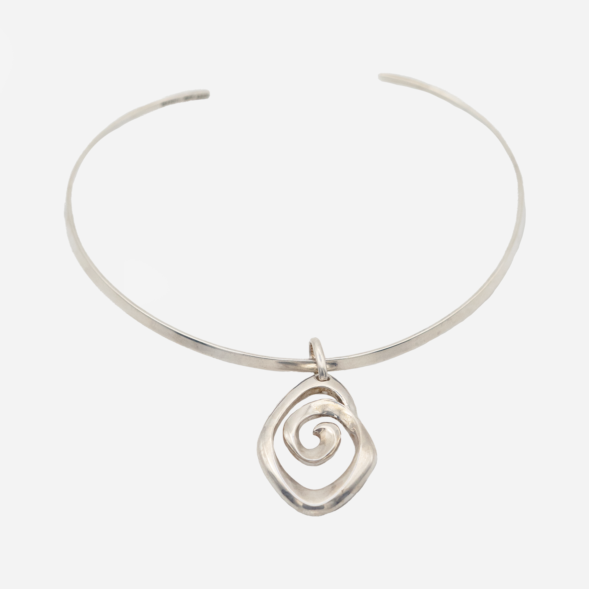 Vintage Silver Spiral Cuff Necklace