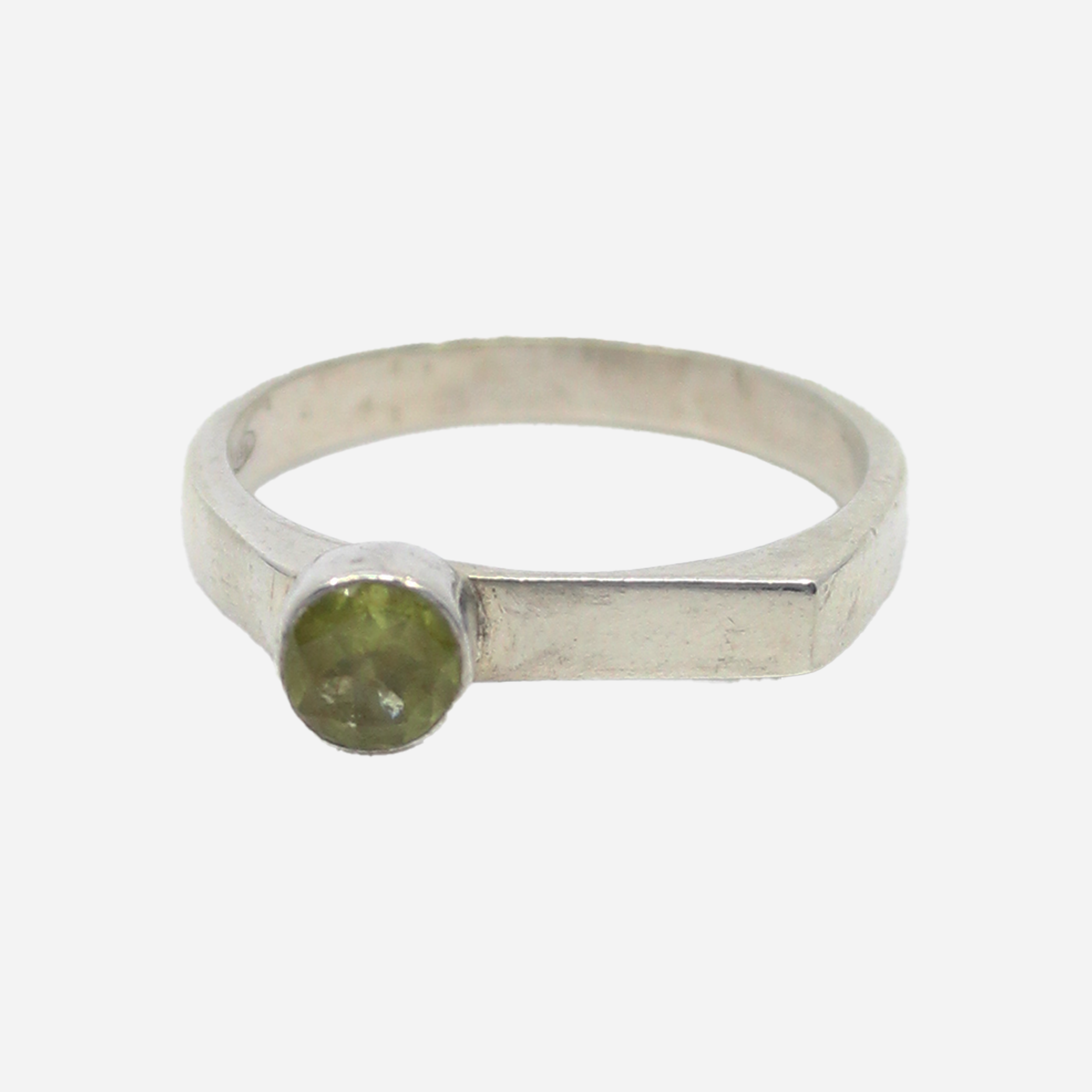 Vintage Sterling Silver Peridot Bar Ring