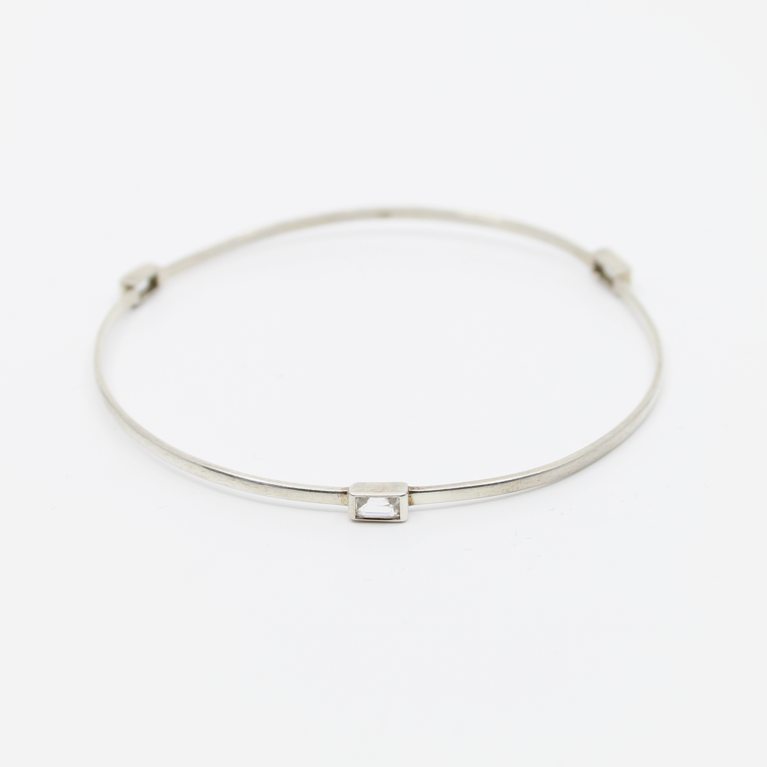 Vintage Sterling Silver CZ Bangle