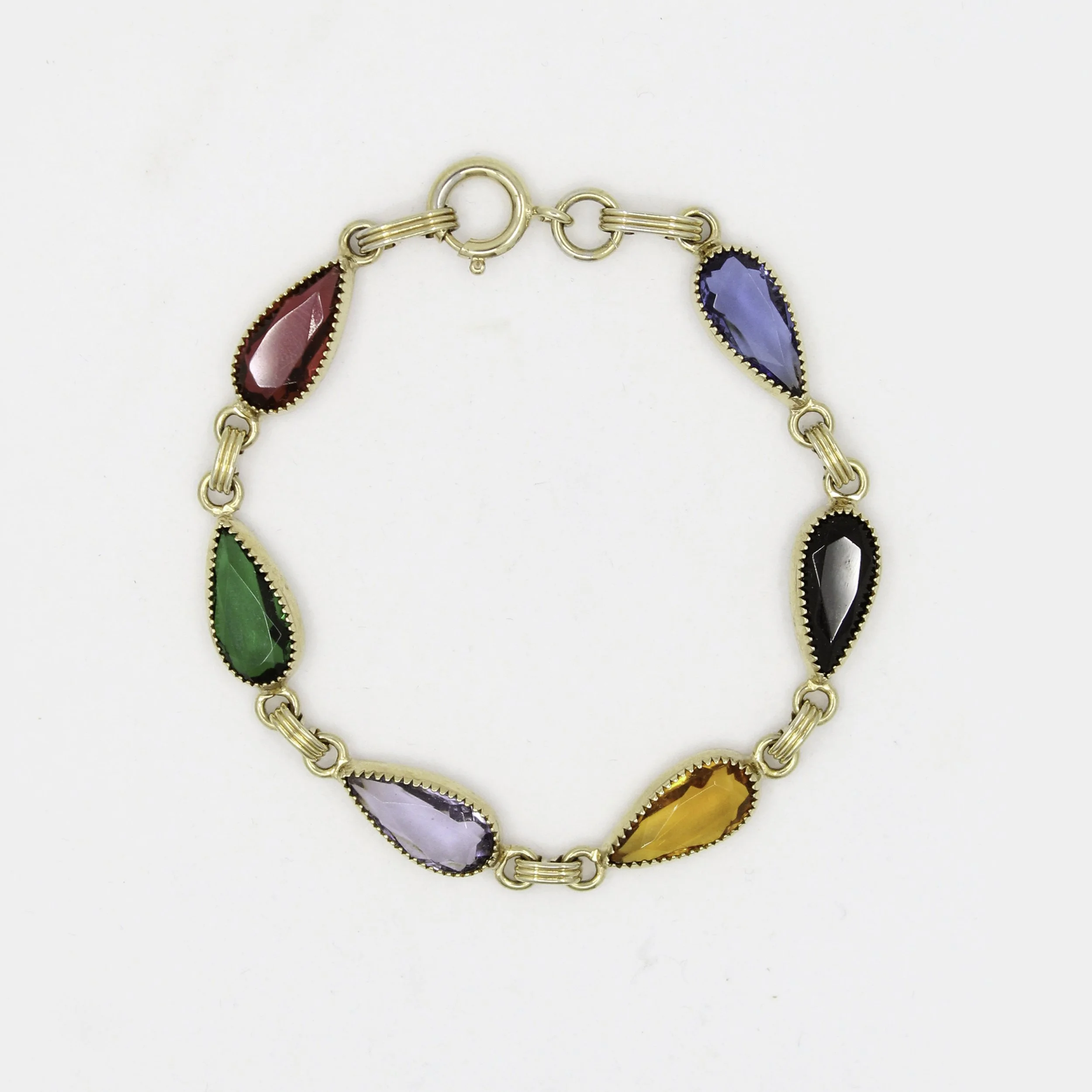 Vintage Gold-Filled Multi-Colored Bezel Bracelet