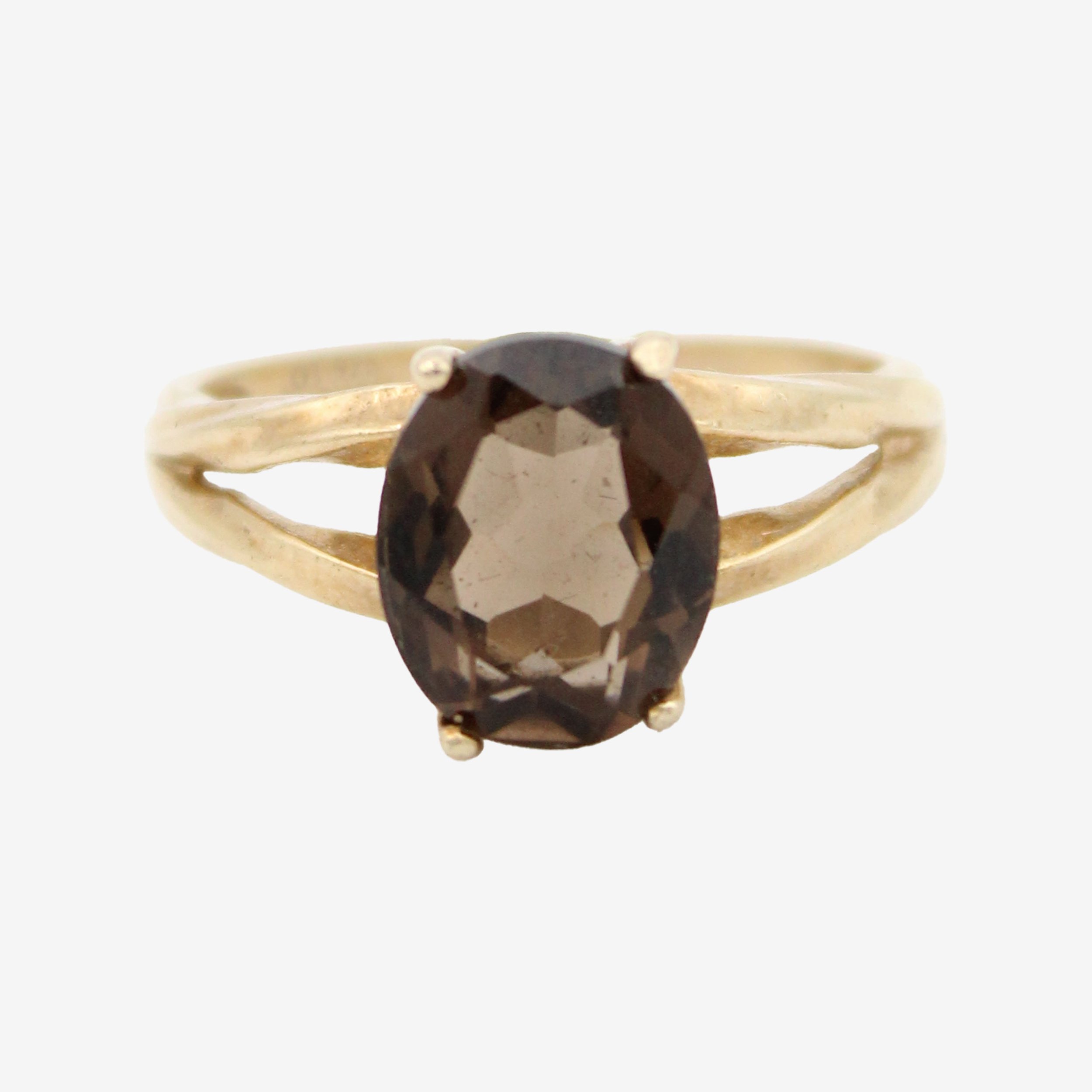 Vintage Gold Sterling Silver Smokey Quartz Ring