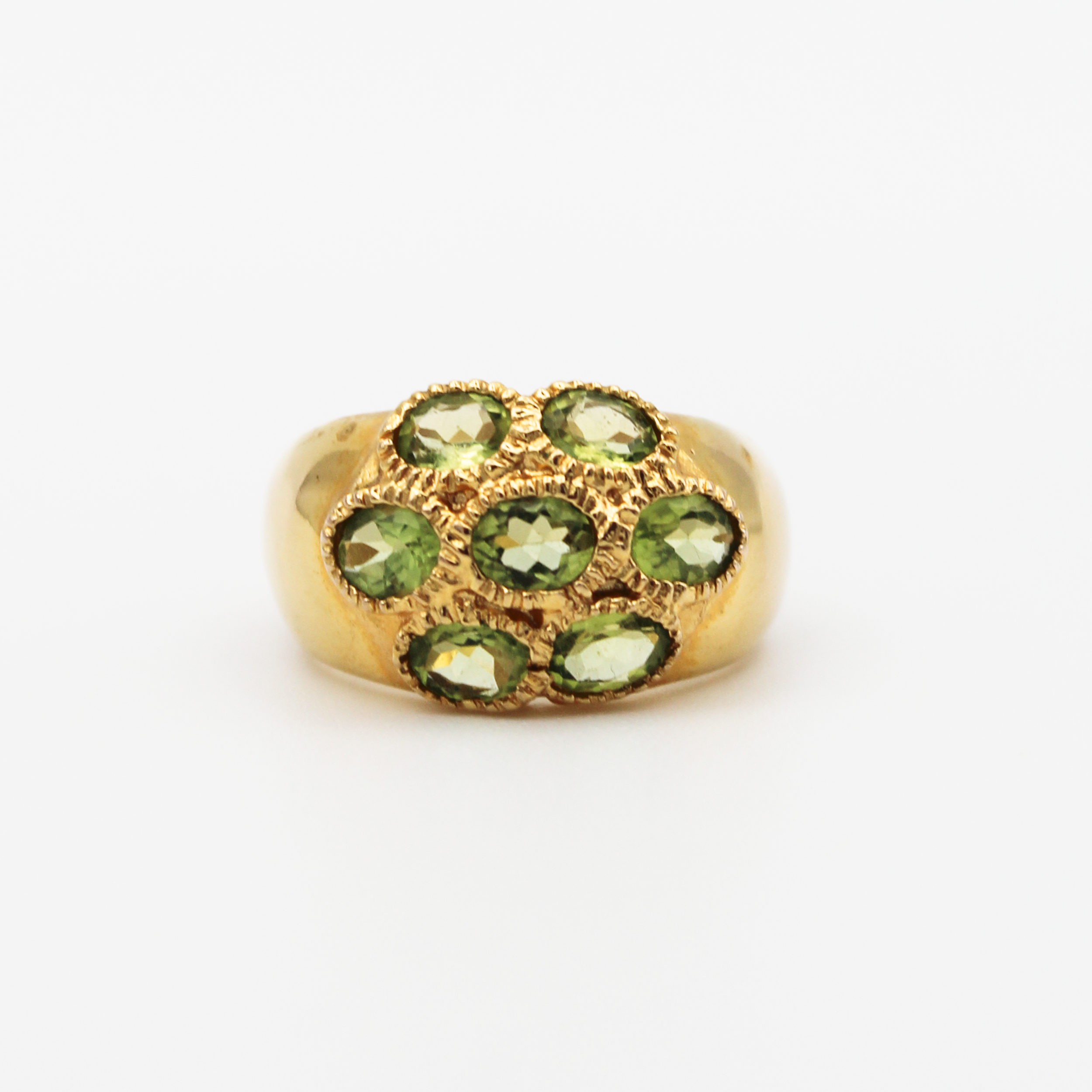 Vintage Gold-Filled Peridot Flower Ring