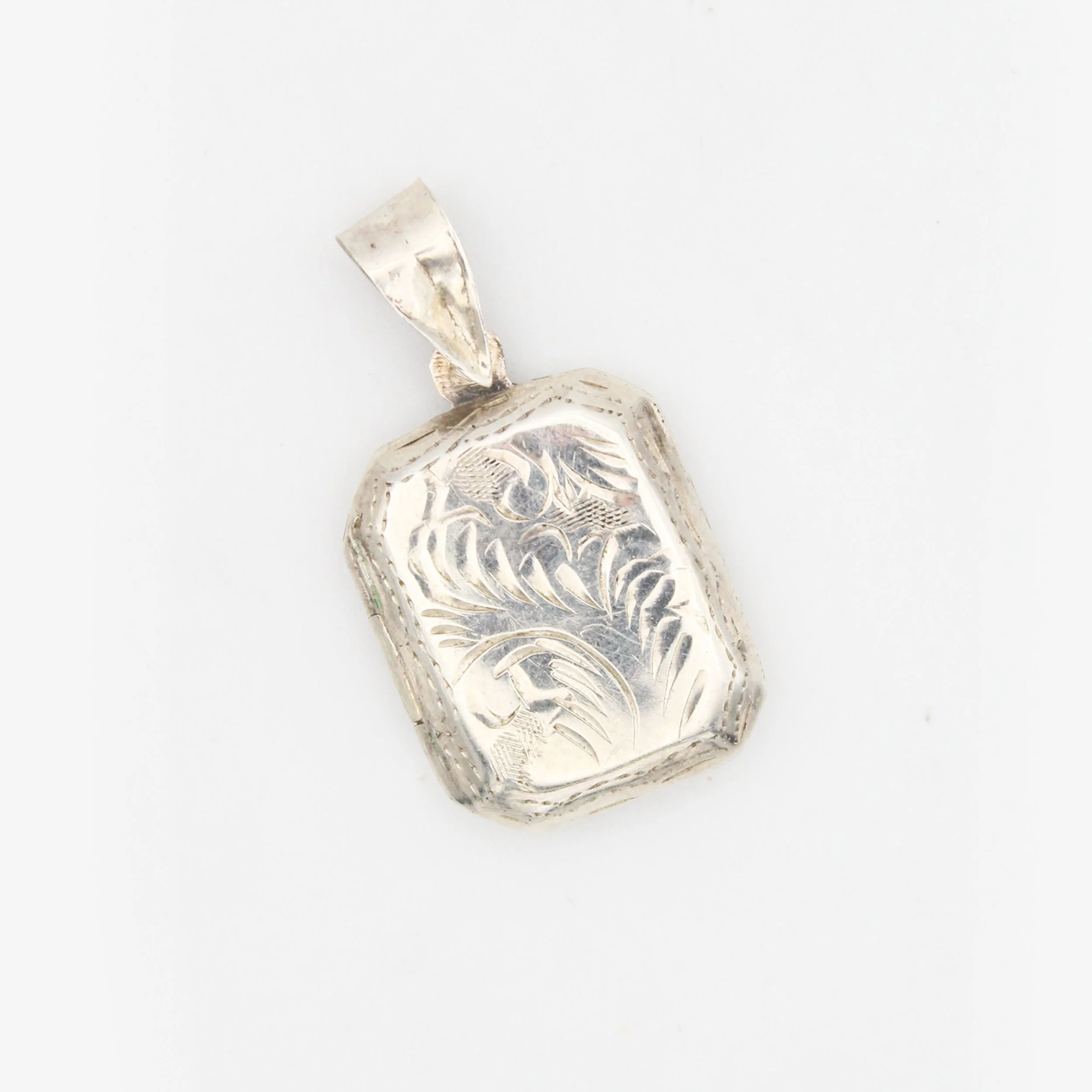 Vintage Silver Etched Square Locket
