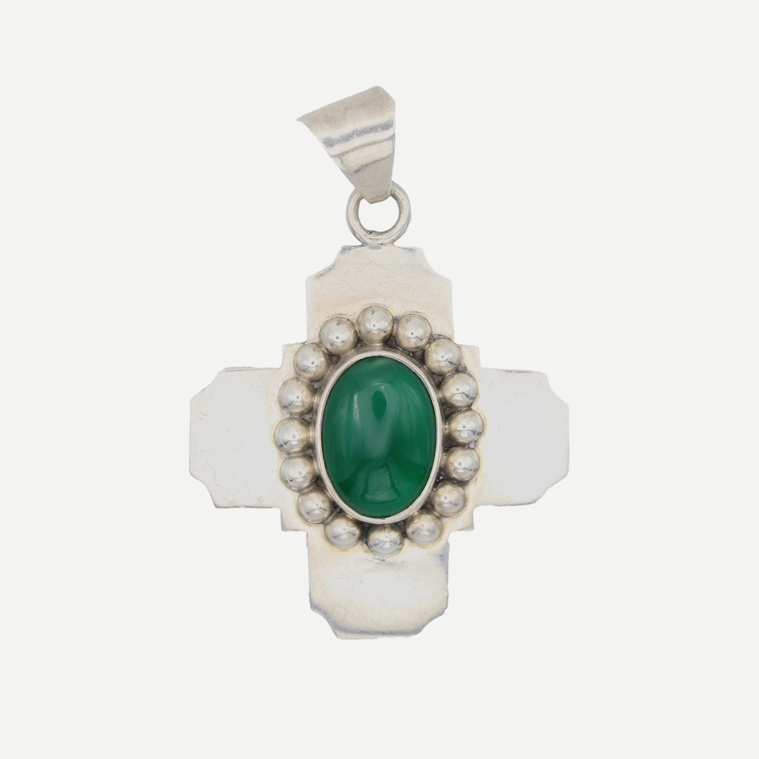 Vintage Silver Aventurine Cross Pendant