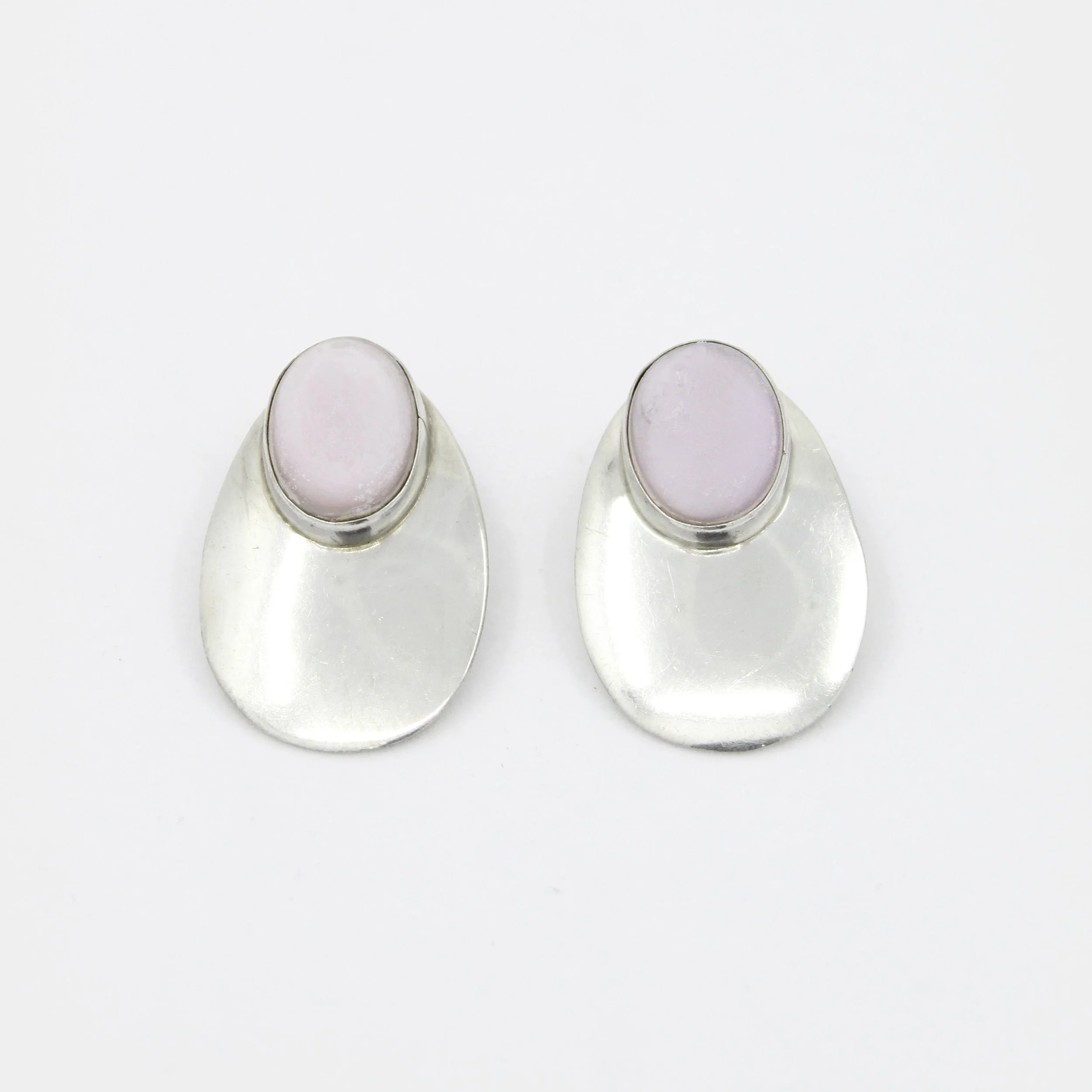 Vintage Pink Opal Silver Earrings