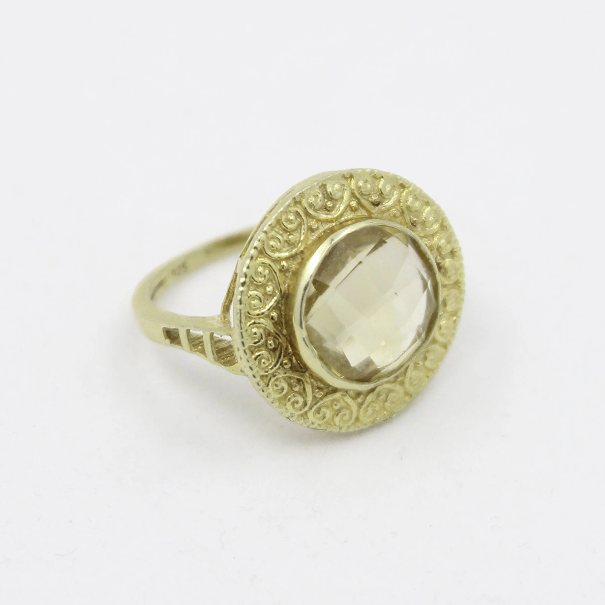 Vintage Gold Vermeil Ornate Bezel Ring