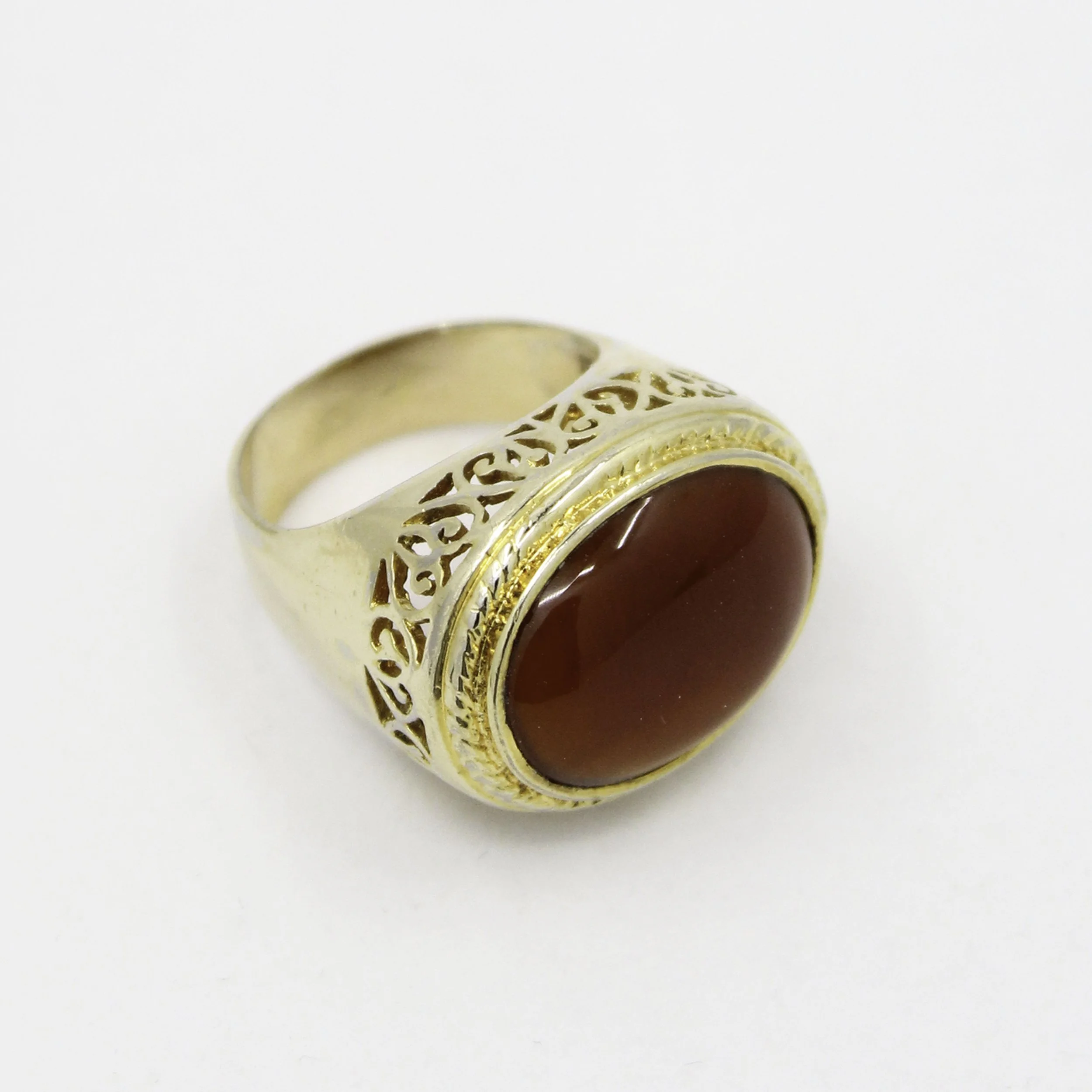 Vintage Chunky Gold Vermeil Carnelian Ring