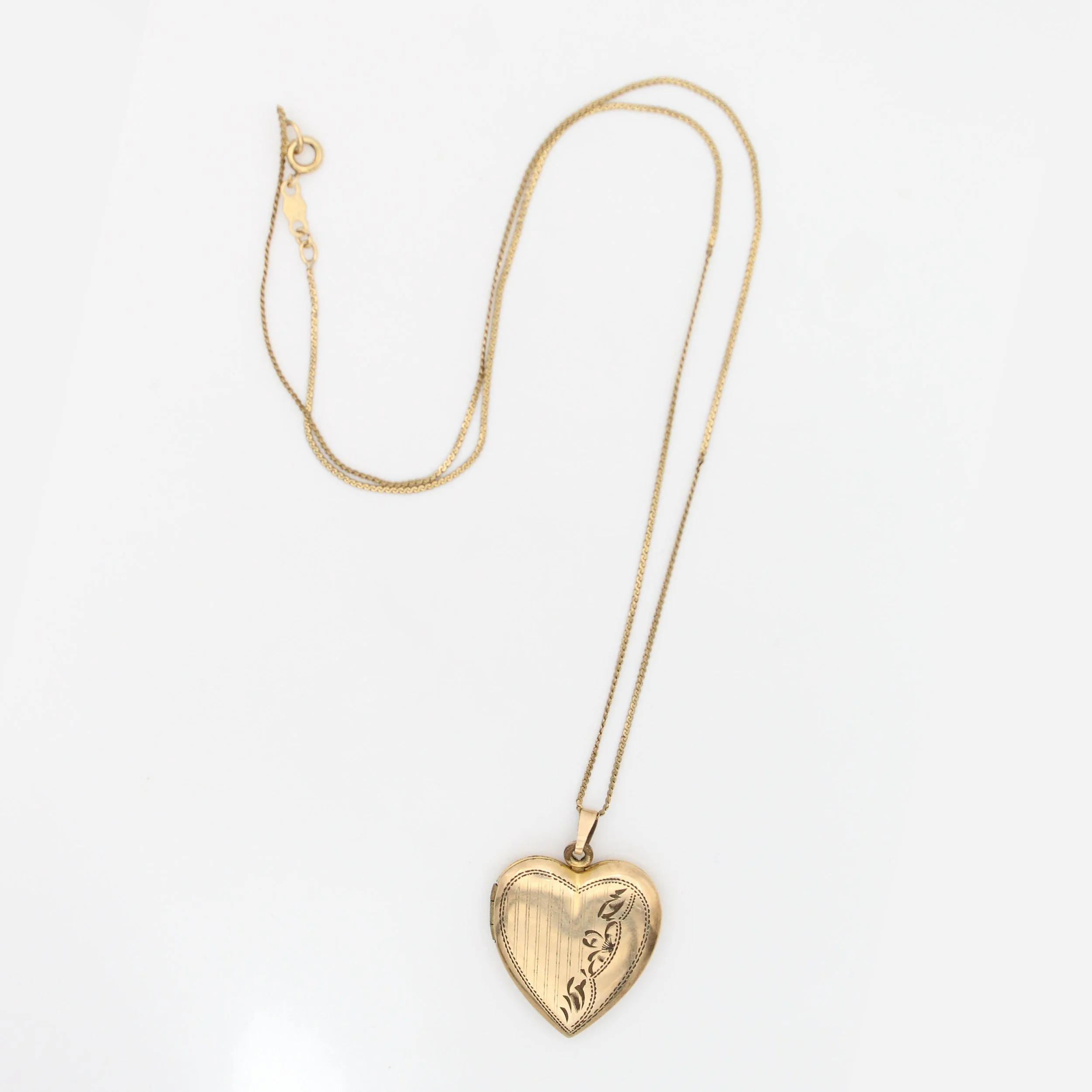 Vintage Gold-Filled Large Floral Heart Locket