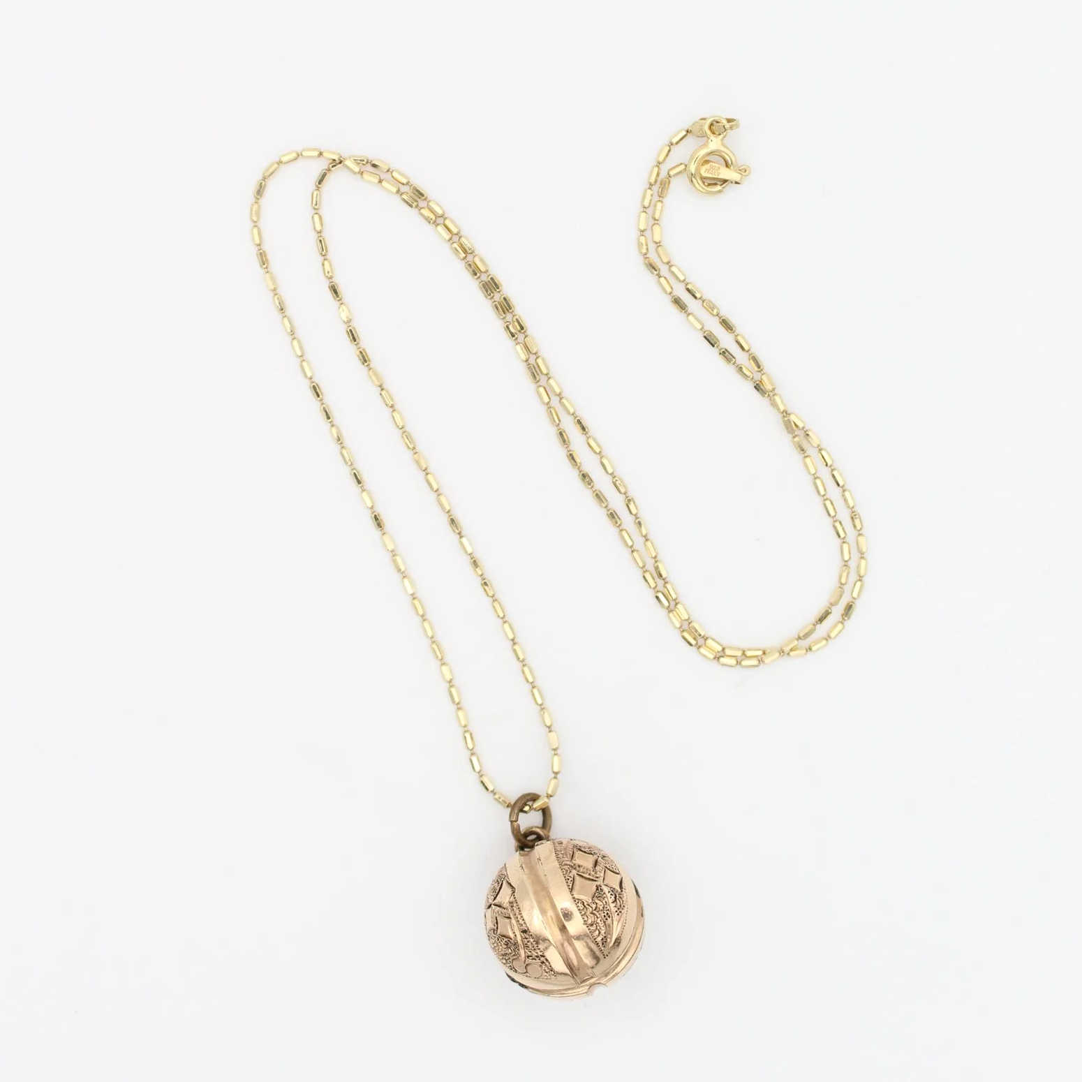 Antique Gold-Filled Ball Locket Necklace