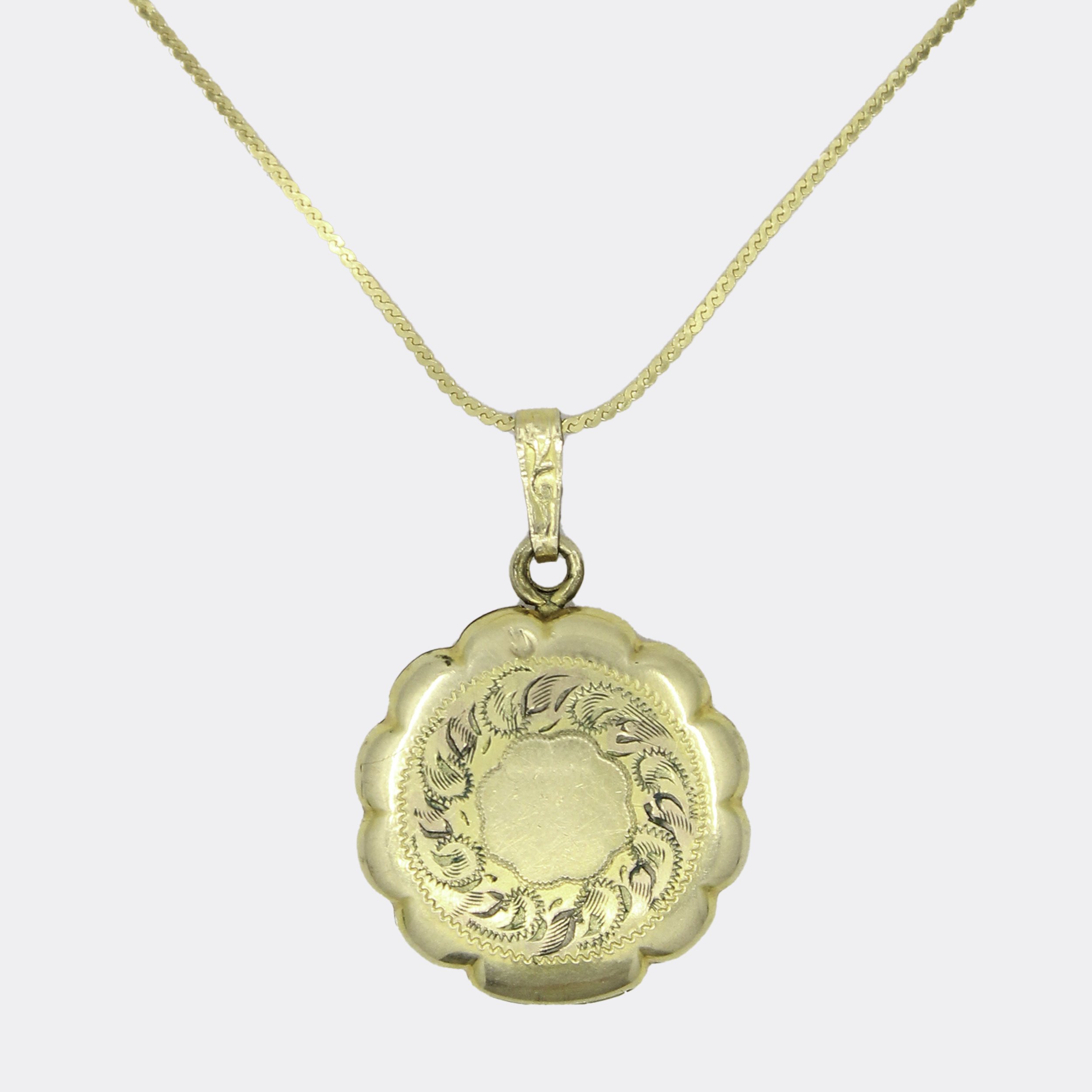 Vintage Gold-Filled Scalloped Locket Necklace
