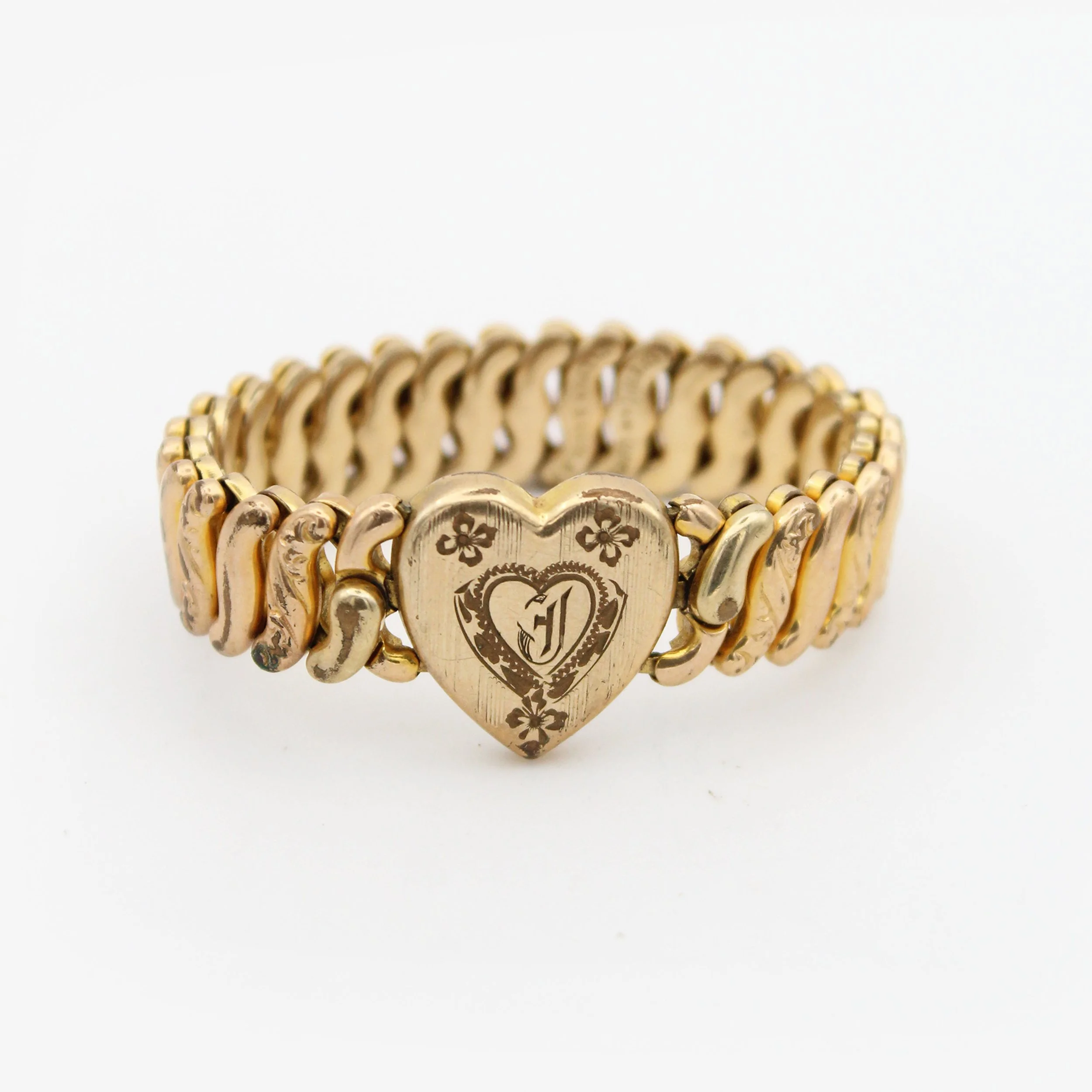 Antique Gold-Filled "J" Sweetheart Bracelet