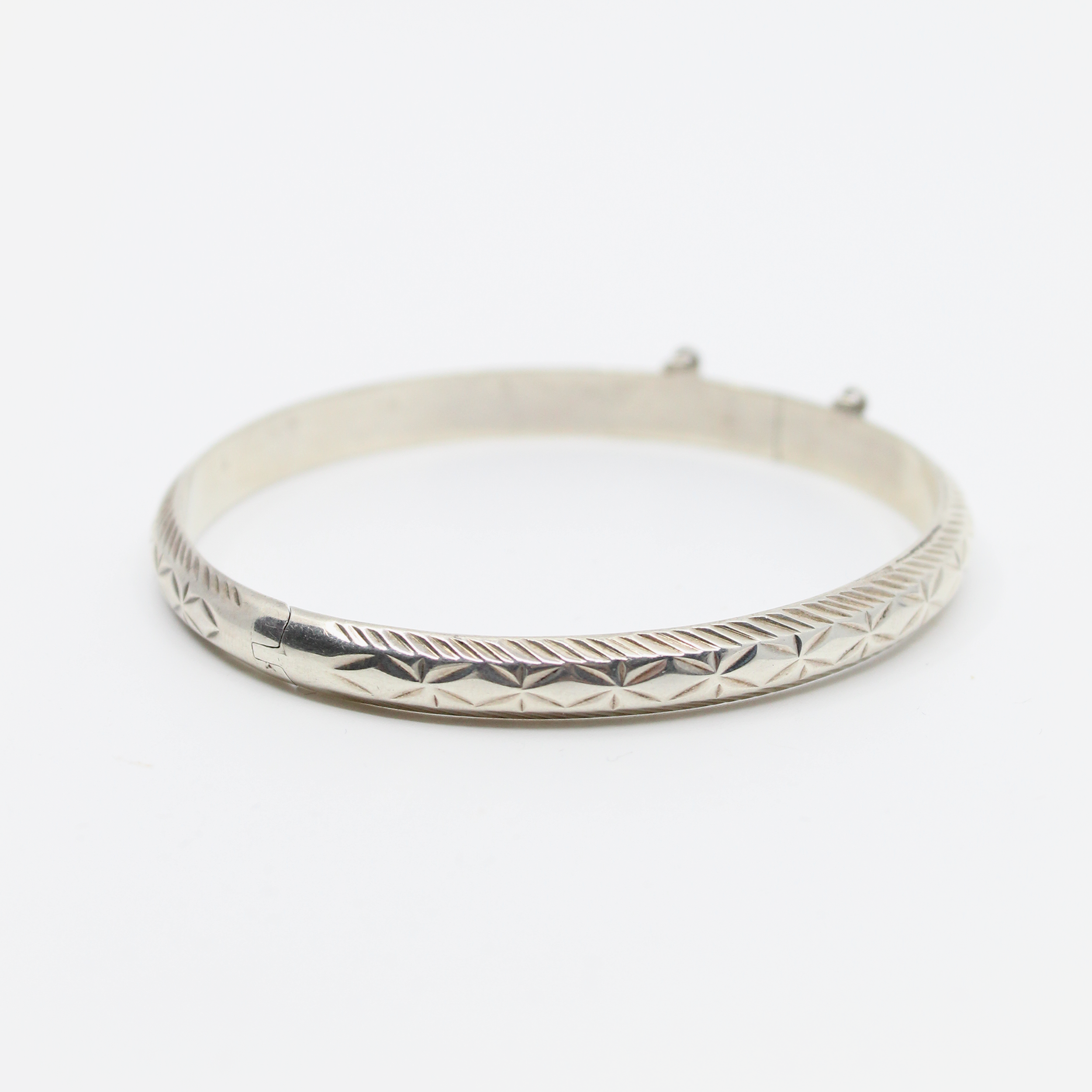 Vintage Sterling Silver Starburst Etched Bangle