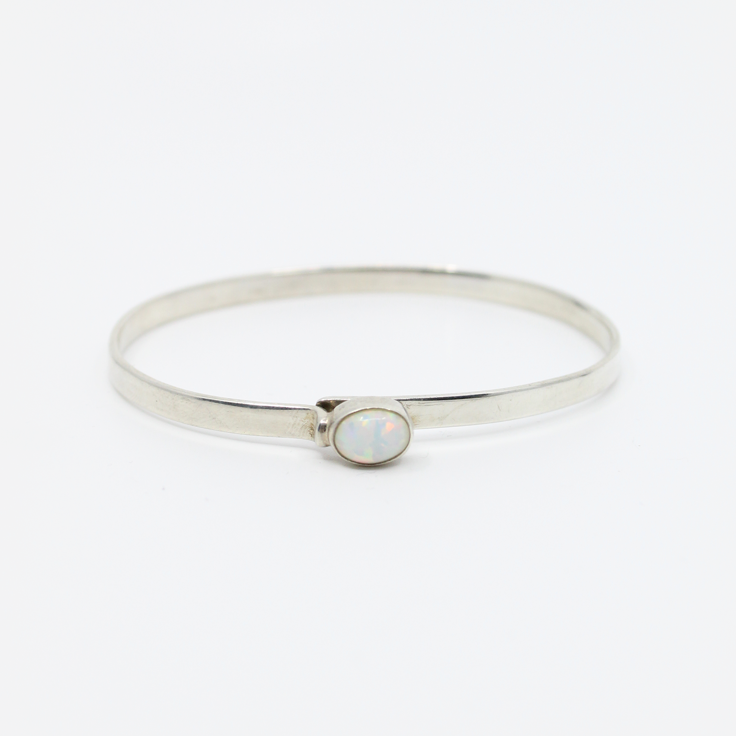 Vintage Sterling Silver Opal Bangle
