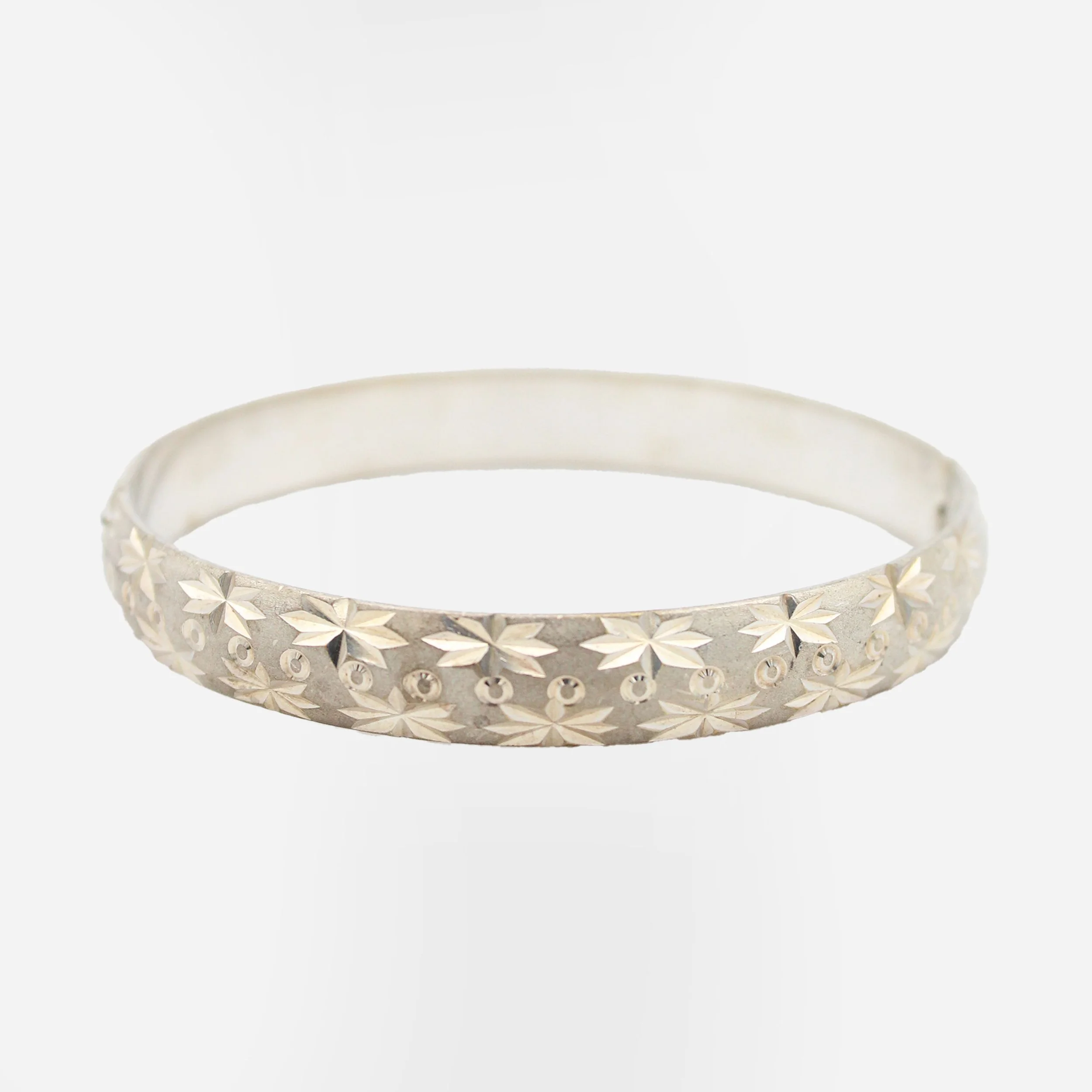 Vintage Silver Etched Starburst Bangle