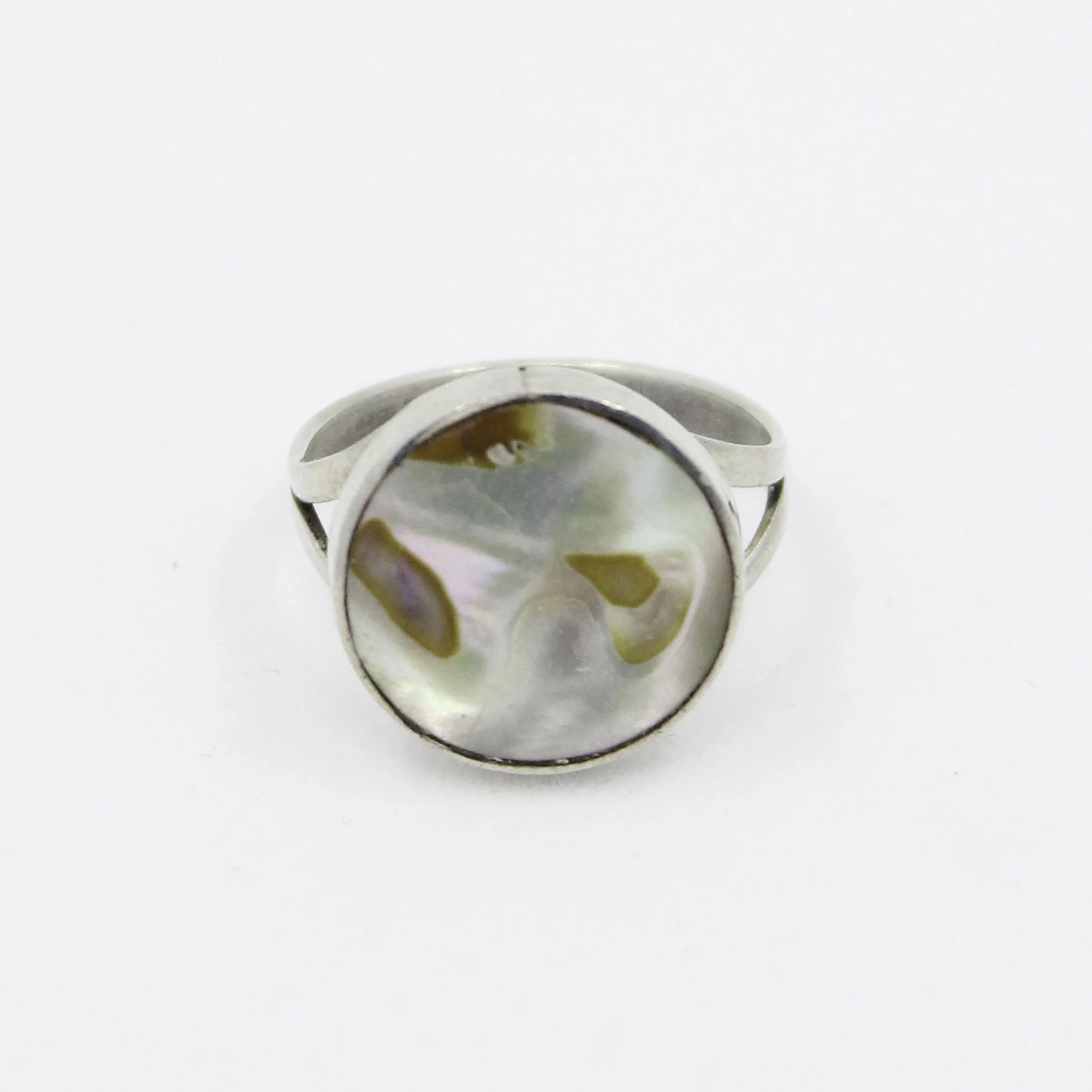 Vintage Silver Abalone Shell Ring