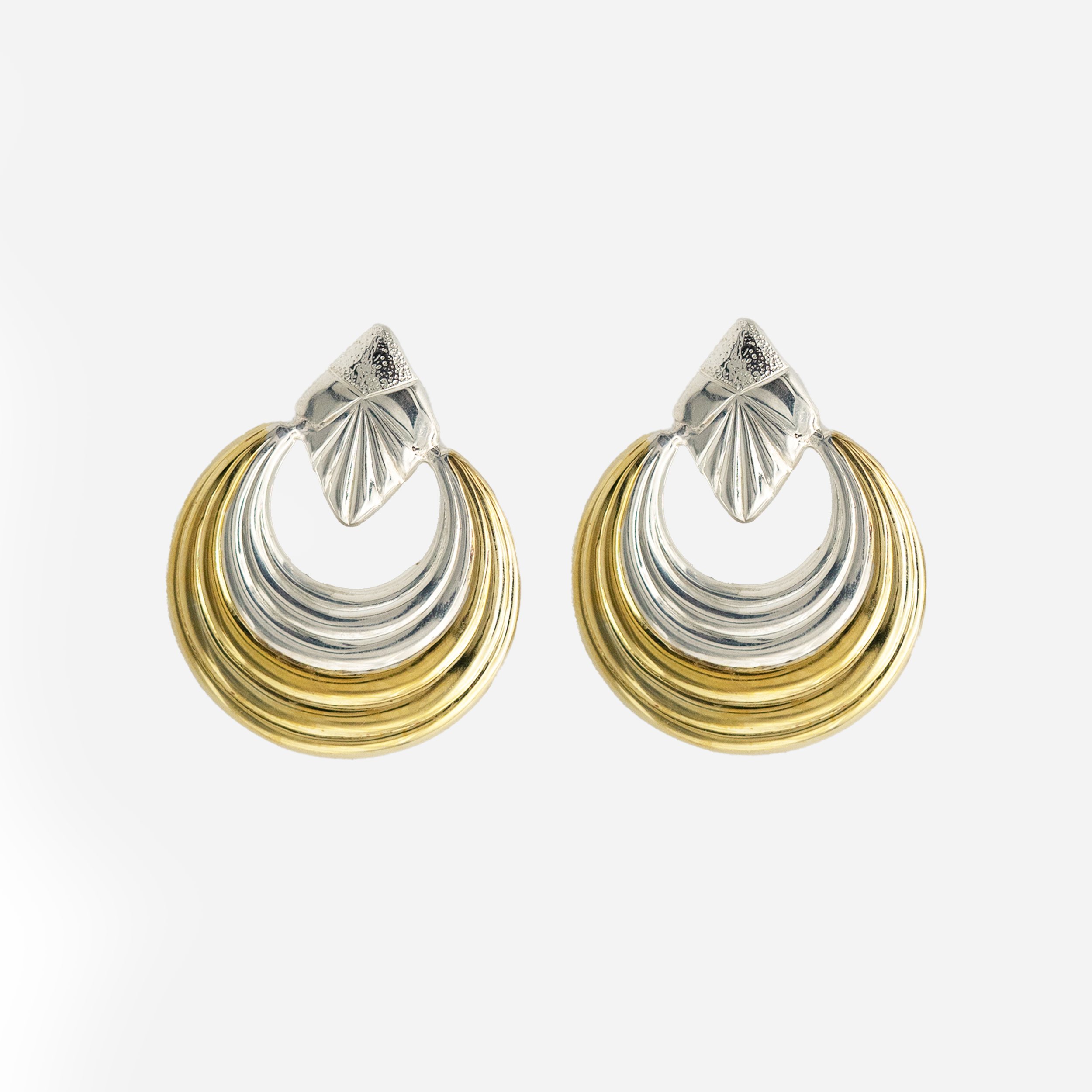 Vintage Silver 2-Tone Statement Earrings