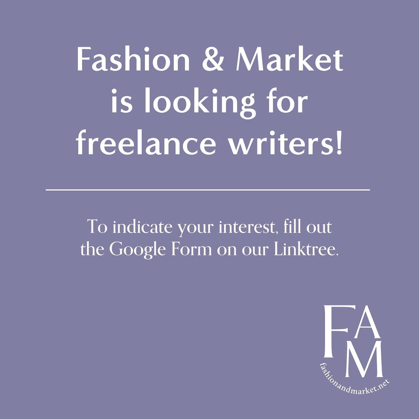 Fashion &amp; Market (FAM) is seeking freelance writers to write critically and/or creatively in response to the Southeast Asian fashion scene. If you would like to contribute content to one of FAM&rsquo;s categories, Dialogues, Material and Visual S