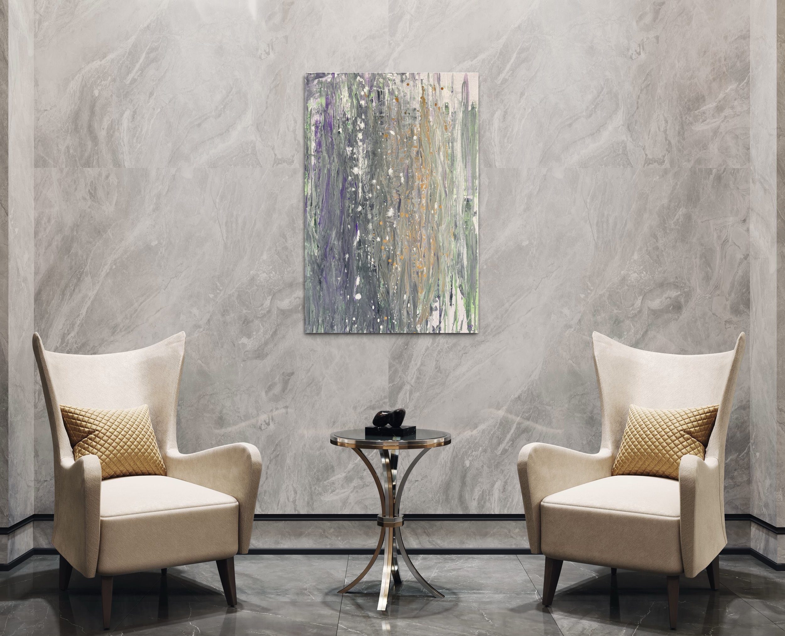 Puma helps captivate your primitive side. With subtle greens, purples, gold, and white, this piece will fill your space with freedom, confidence, and adventure.