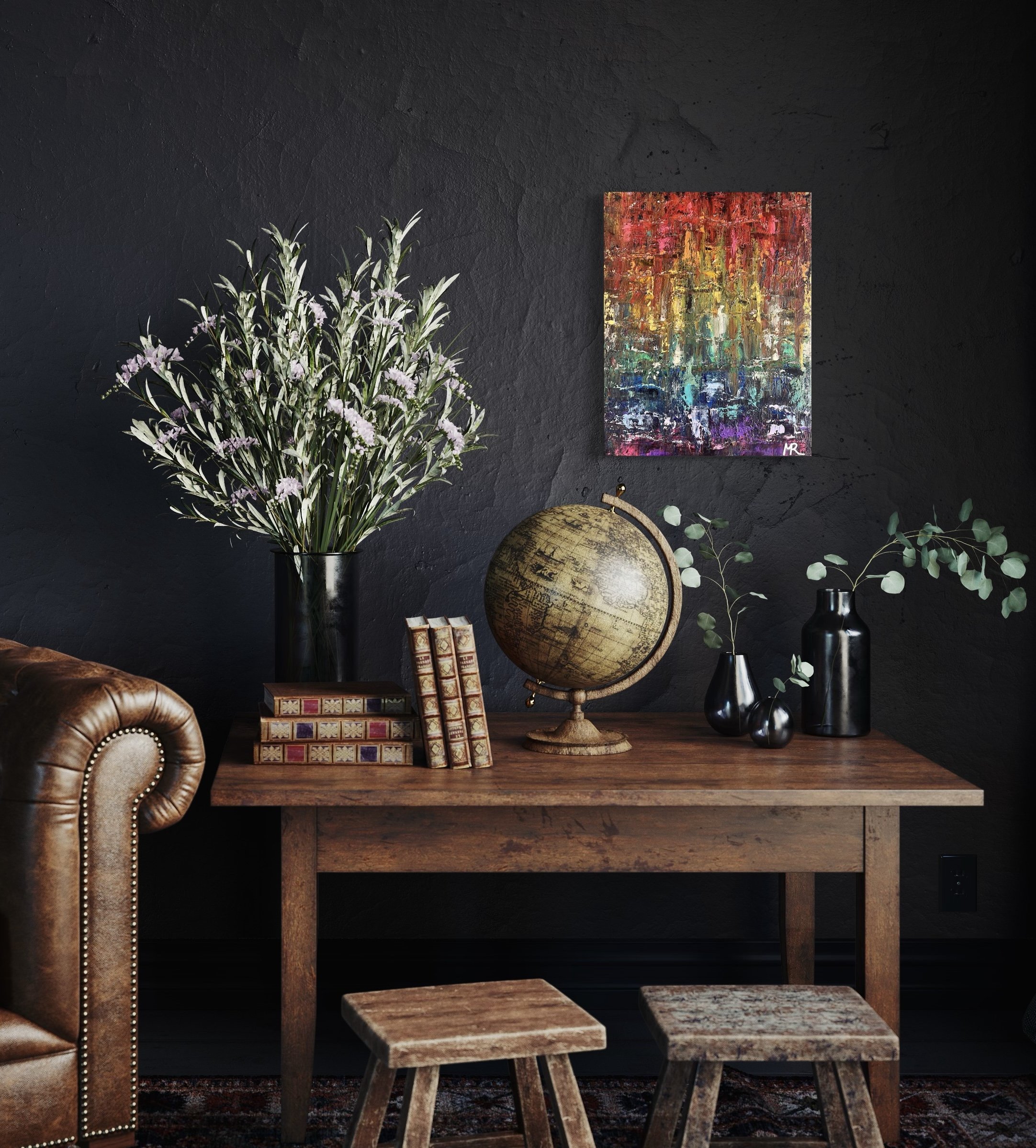 Creation captures the various shades of mankind. This piece effortlessly embodies all shades of textured paints to saturate and unify your space.
