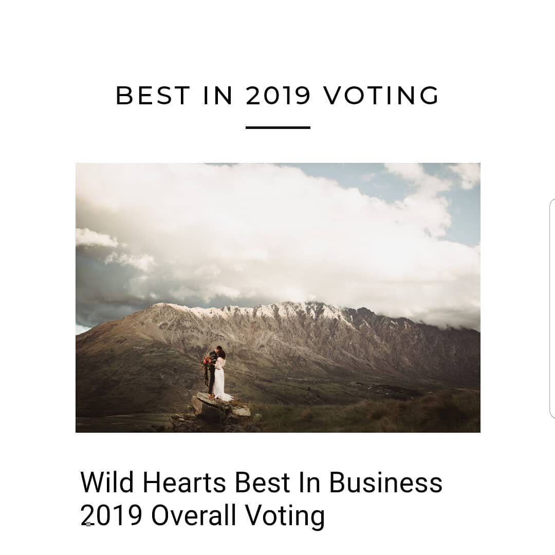 We are honoured to have been nominated  for the Wild Hearts Wedding Fairs Best of 2019 vendor in NZ. 
If you'd like to vote for us (before midnight tomorrow) 
Click here https://www.wildheartsweddingfairs.co.nz/best-in-2019-voting/

Thank you.