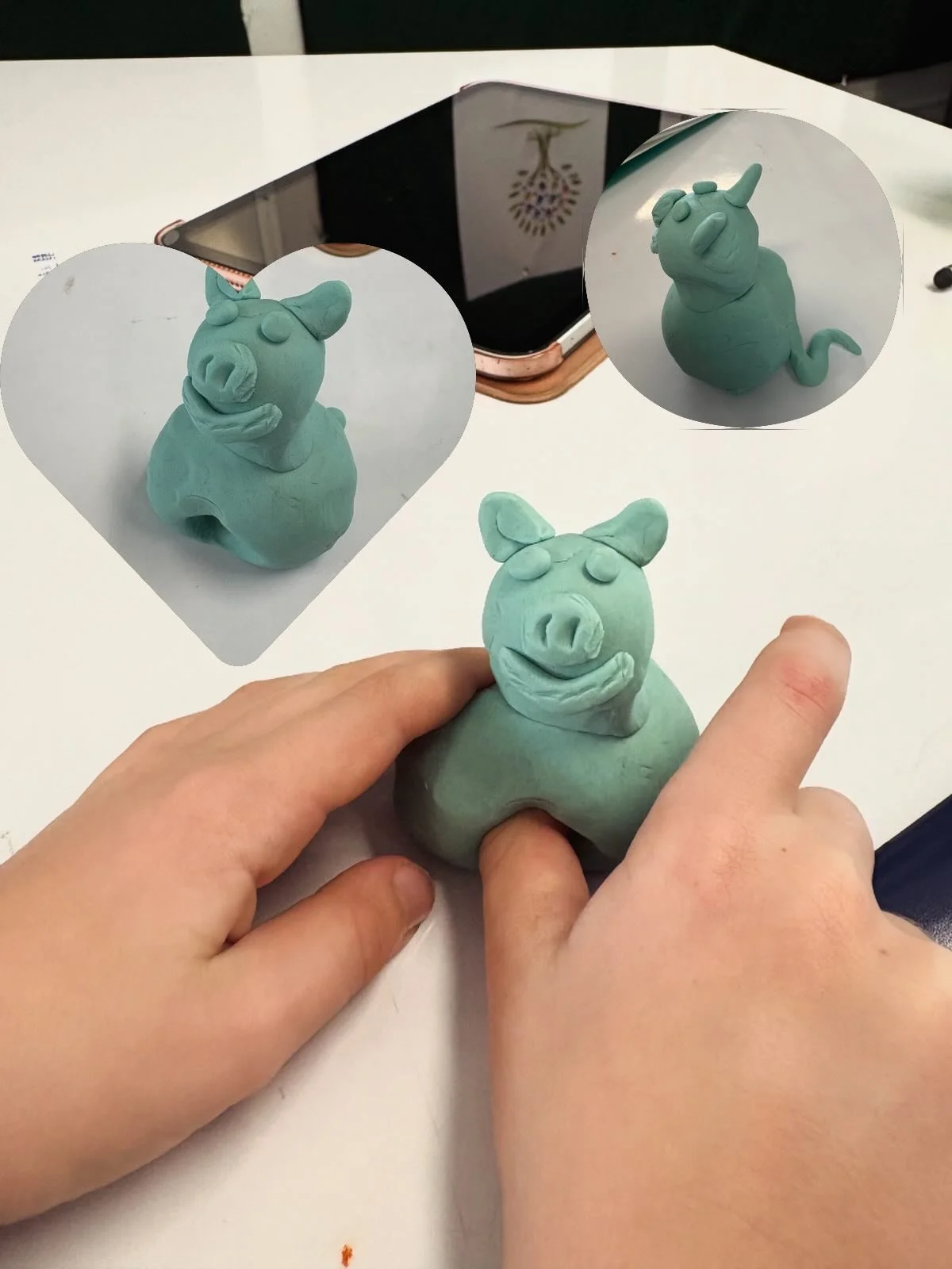 Working together to create our own Pig the Pug playdoh masterpiece after reading Pig the Grub! 🐷🐽🐖