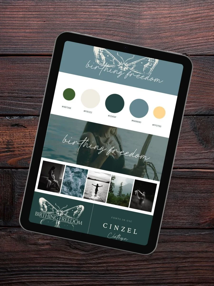 ipad showing nature inspired branding board inspired