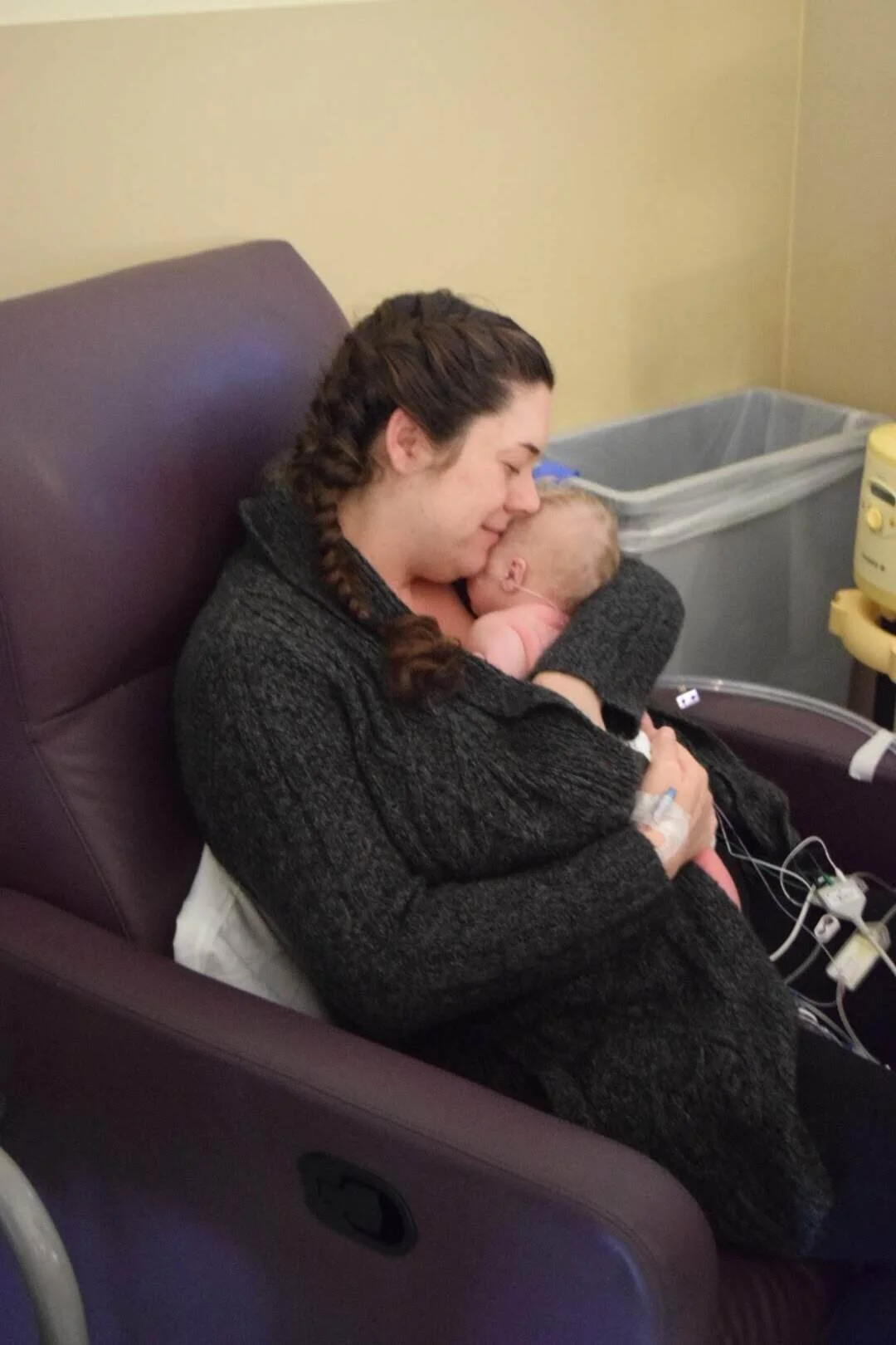 mother holds nicu baby for first time