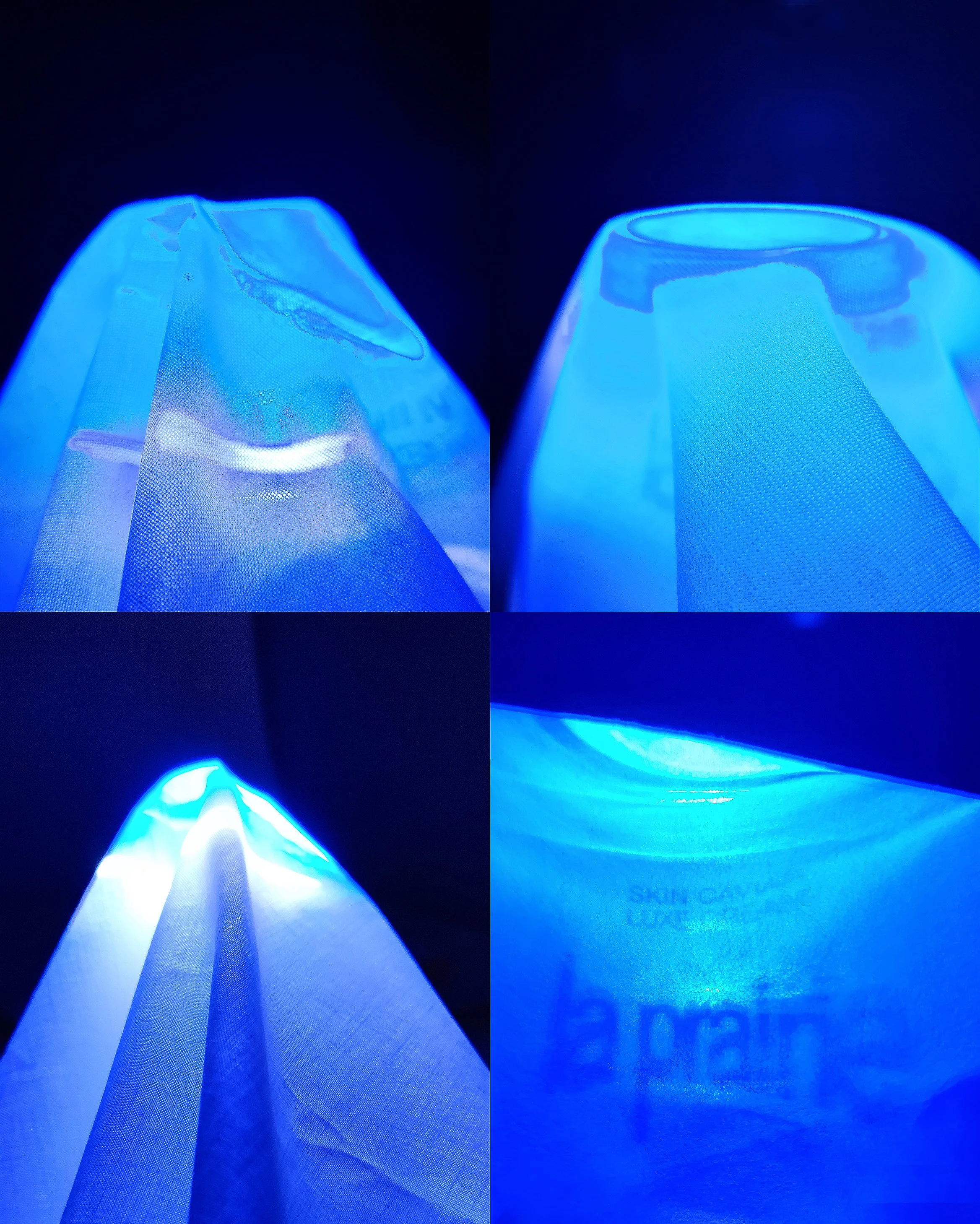 Examining how light behaves when shining through jars and fabric at various angles.