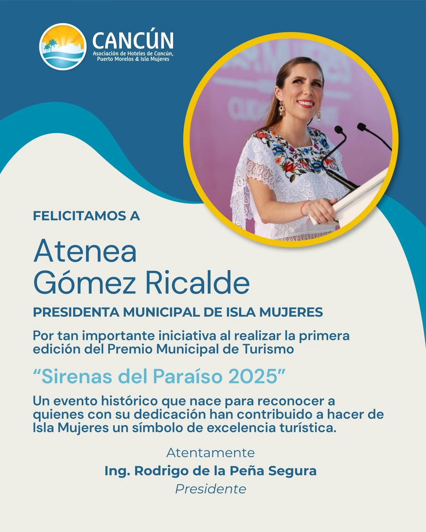 Felicidades a la presidenta @soyateneadeisla por tan bonita e importante iniciativa al realizar la primera edici&oacute;n del Premio Municipal de Turismo &ldquo;Sirenas del Para&iacute;so 2025&rdquo;.

Un reconocimiento que celebra a 12 ganadores eje