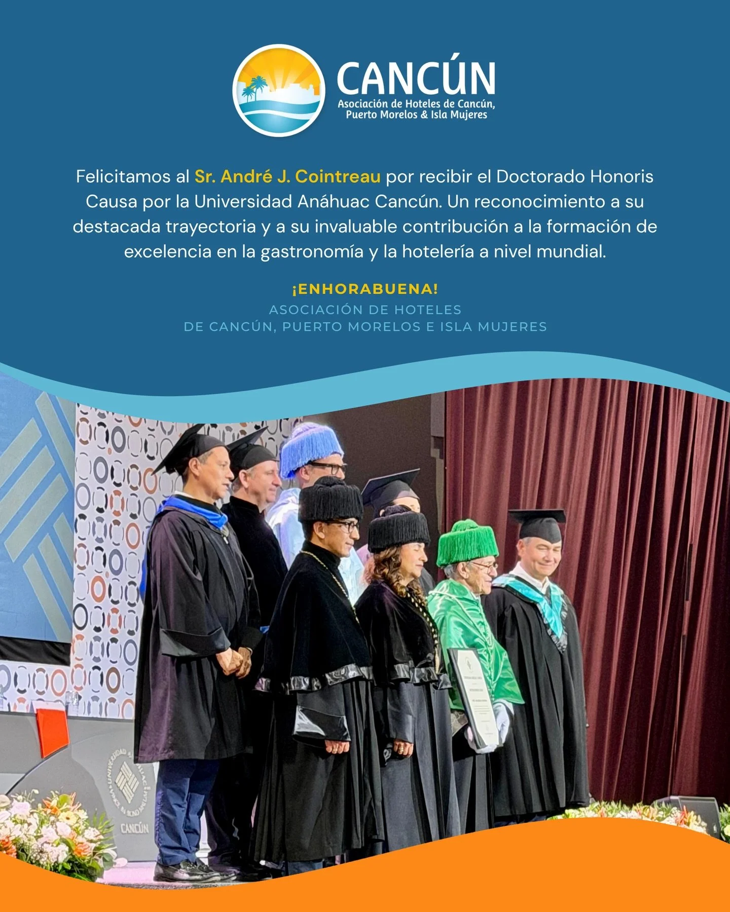La Universidad An&aacute;huac Canc&uacute;n reconoce con orgullo al Sr. Andr&eacute; J. Cointreau, Presidente y Director Ejecutivo de Le Cordon Bleu Internacional, con el Doctorado Honoris Causa.

Este nombramiento celebra una trayectoria que ha tran