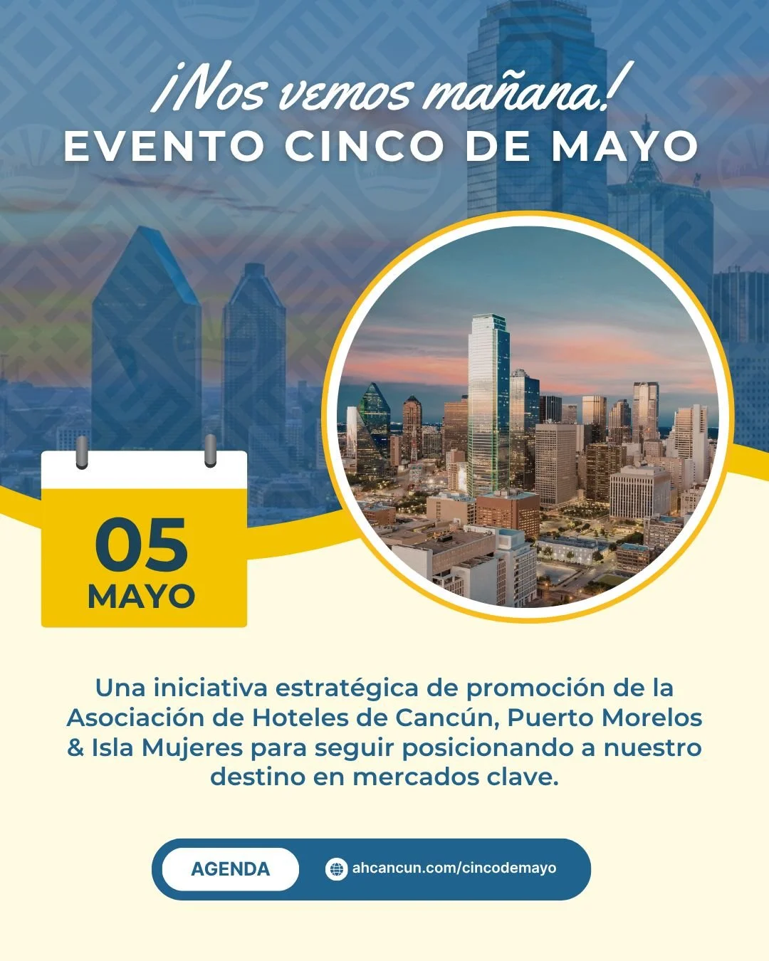 &iexcl;Nos vemos ma&ntilde;ana en  Dallas, Texas!

Sabemos que la presencia directa en nuestros mercados clave es fundamental para mantener el liderazgo de Canc&uacute;n, Puerto Morelos e Isla Mujeres.

Llevamos lo mejor de nuestra hoteler&iacute;a o