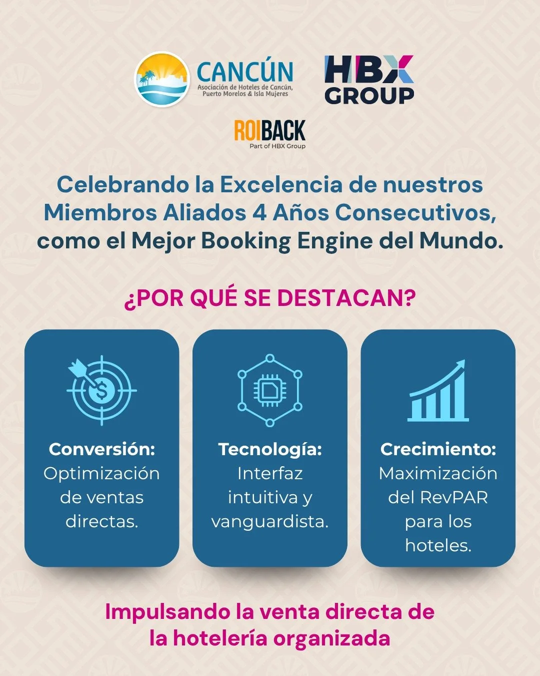En la AHCPMIM, nos rodeamos de los mejores para fortalecer a nuestros asociados. Hoy celebramos la trayectoria de nuestro Miembro Aliado @hbx_group , cuya soluci&oacute;n @roibackagency  ha sido reconocida por 4t&ordm; a&ntilde;o consecutivo como el 