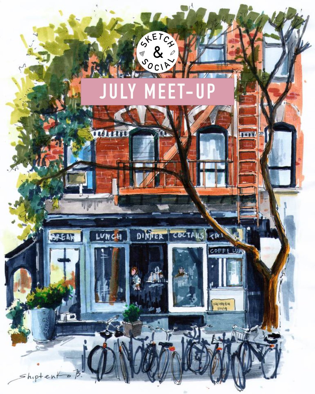 For July's meet-up, we&rsquo;re sketching the environments that make us feel happiest. 🥰 

Whether it's a cosy corner of your favourite coffee shop or a peaceful green space, this session is all about capturing those spaces &ndash; real or imagined 