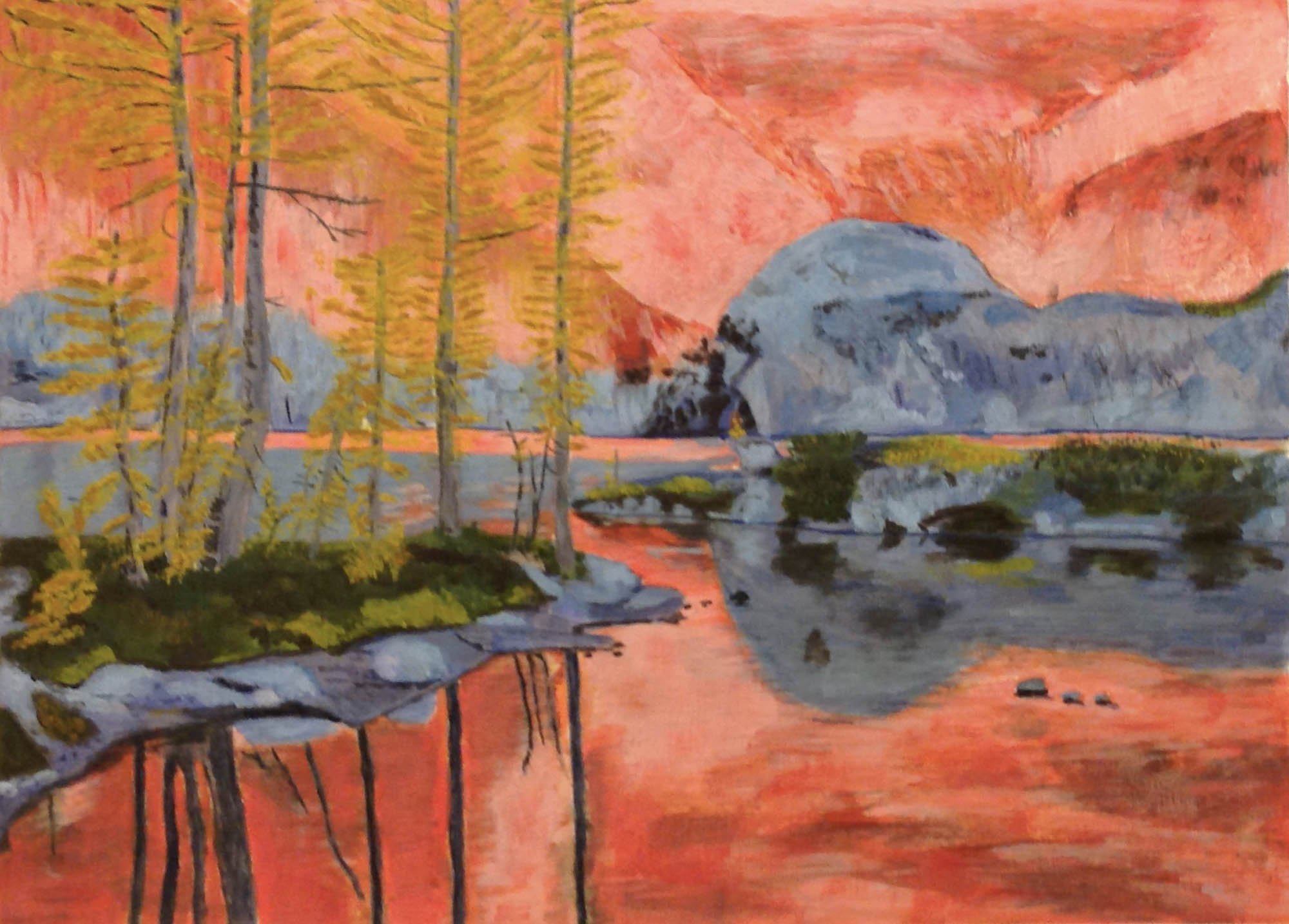 Redding, P., Canada - evening in the Fall, acrylic, 24 cm x 29.7 cm