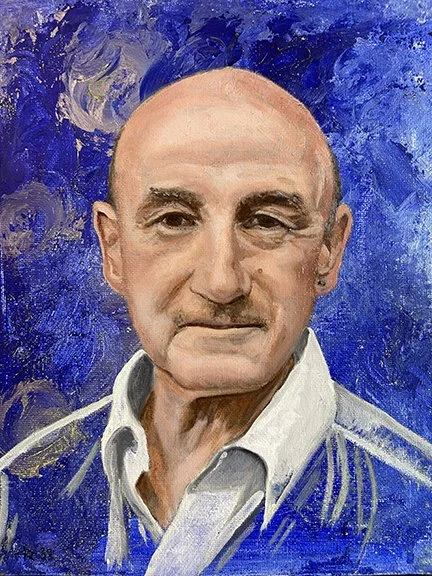 Redding, P., Clive Lever, 2023, acrylic/oil on board, 25 cm x 20 cm