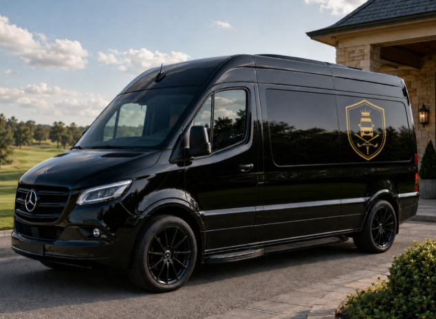 Luxury Sprinter van for premium golf transportation in Tampa Bay and Central Florida.
